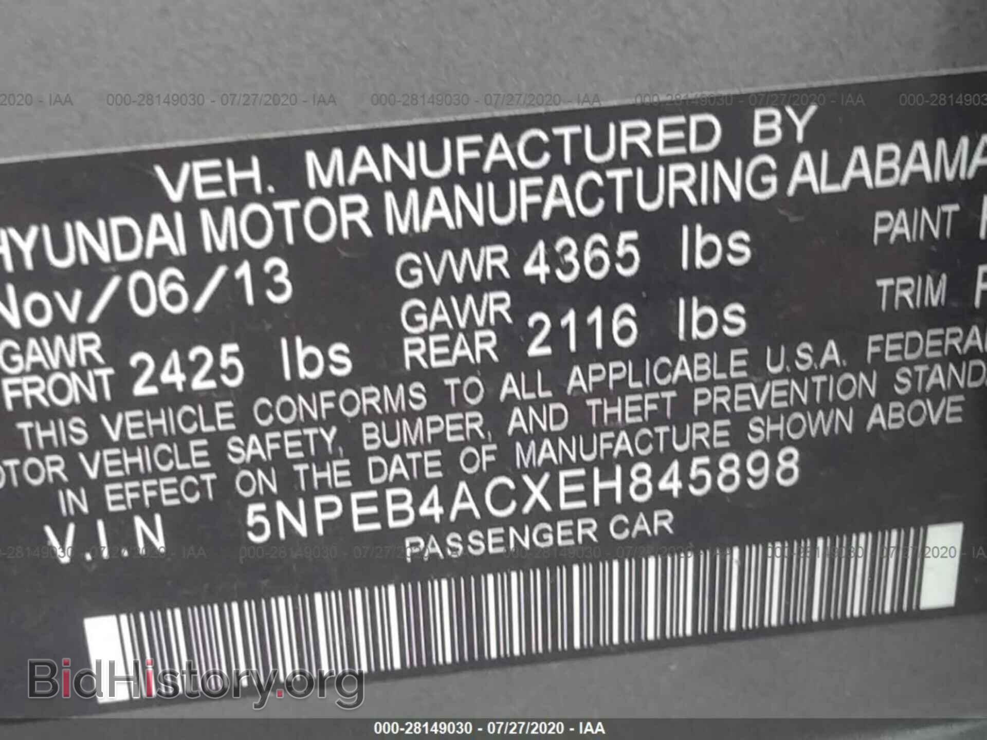 2014 HYUNDAI SONATA - VIN: 5NPEB4ACXEH845898 - Фото 9