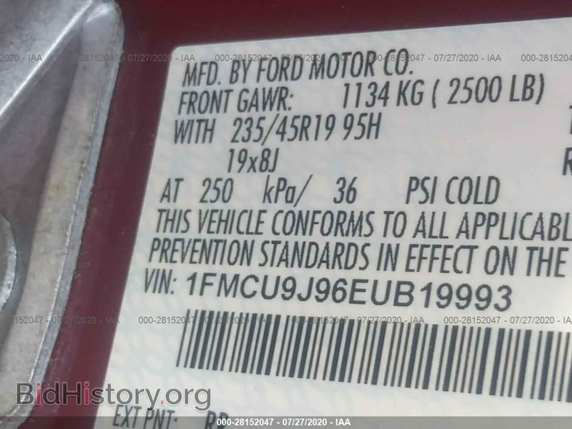 2014 FORD ESCAPE - VIN: 1FMCU9J96EUB19993 - Фото 9