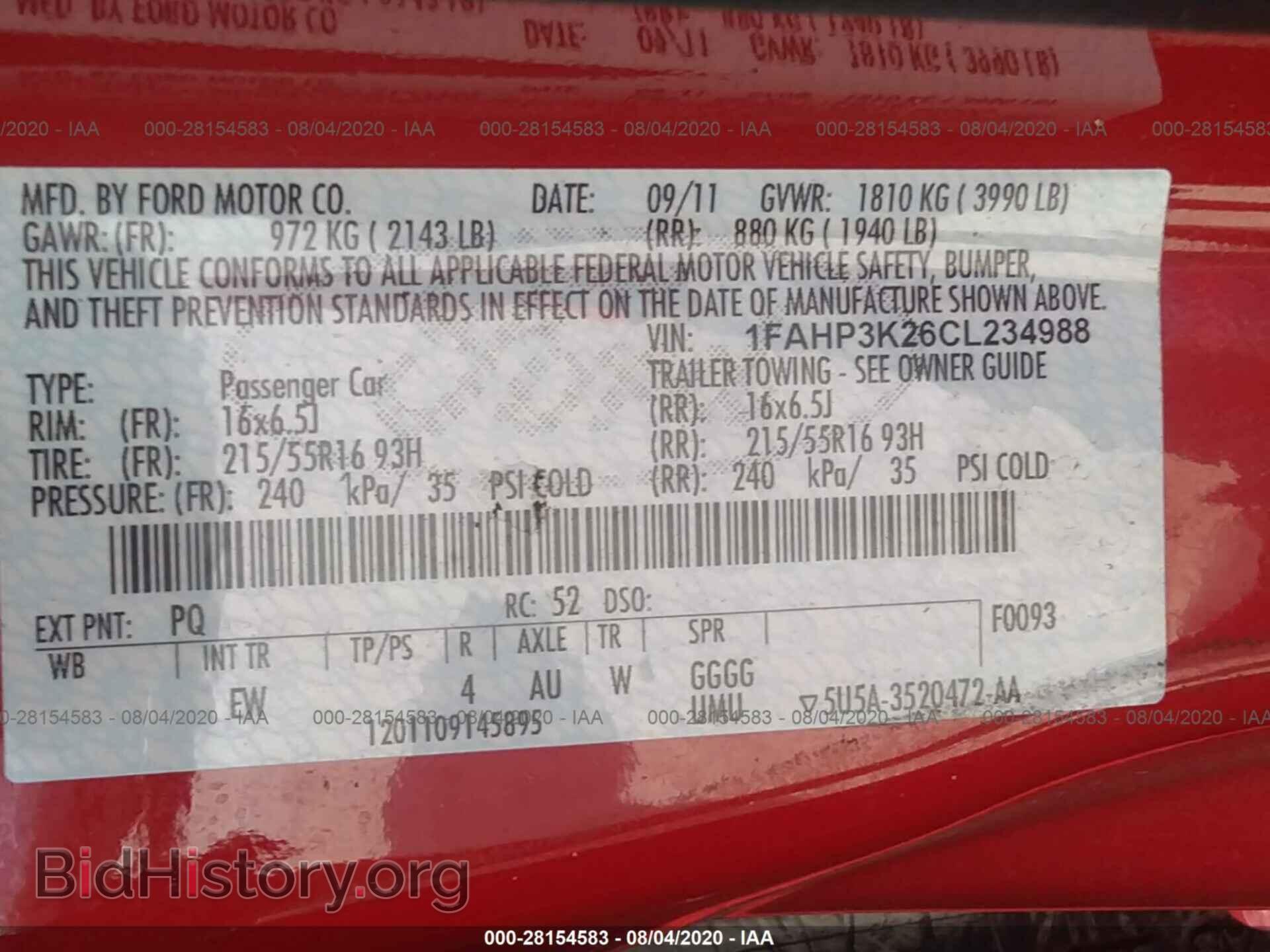 2012 FORD FOCUS - VIN: 1FAHP3K26CL234988 - Фото 9