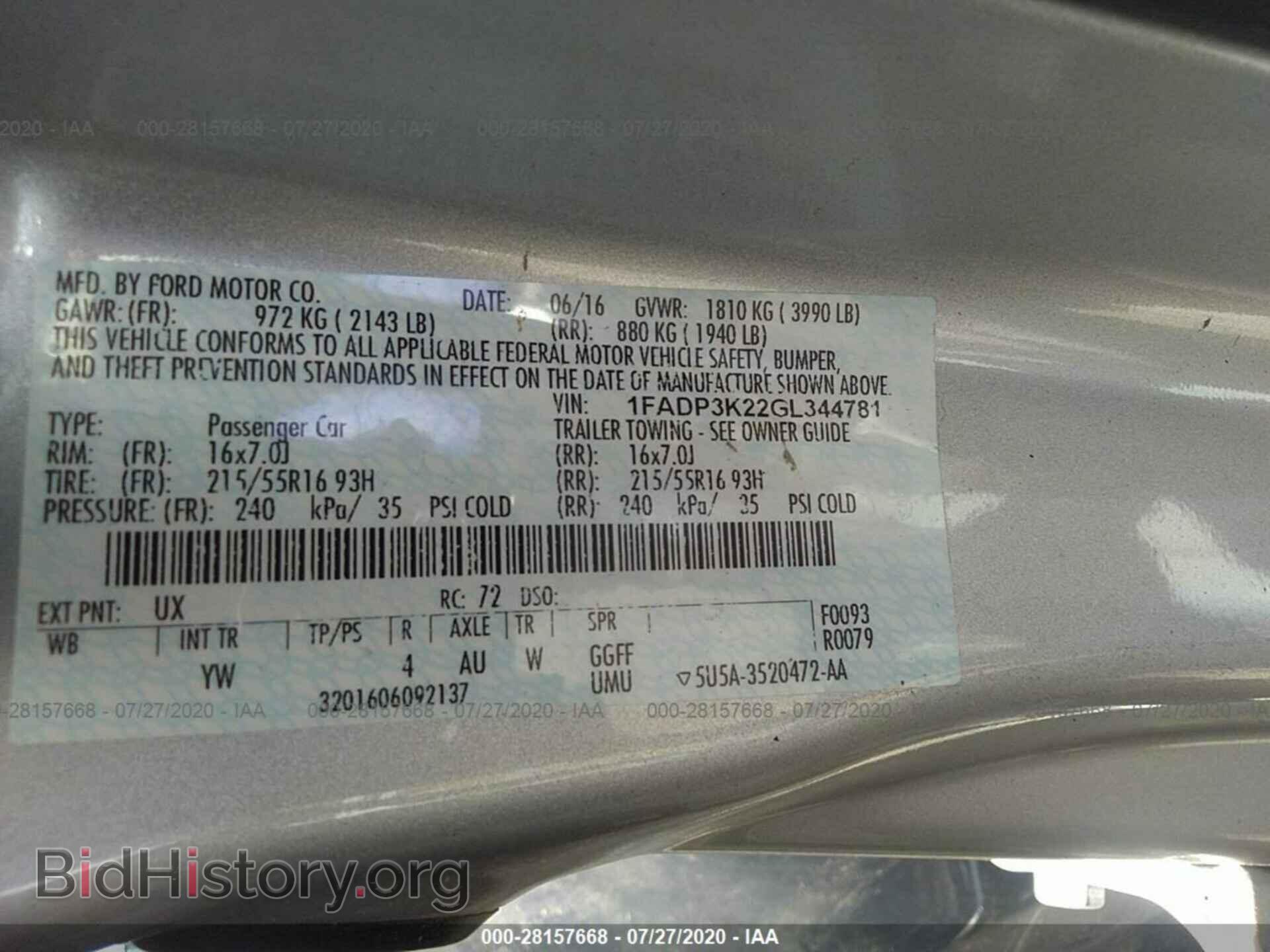 2016 FORD FOCUS - VIN: 1FADP3K22GL344781 - Фото 9