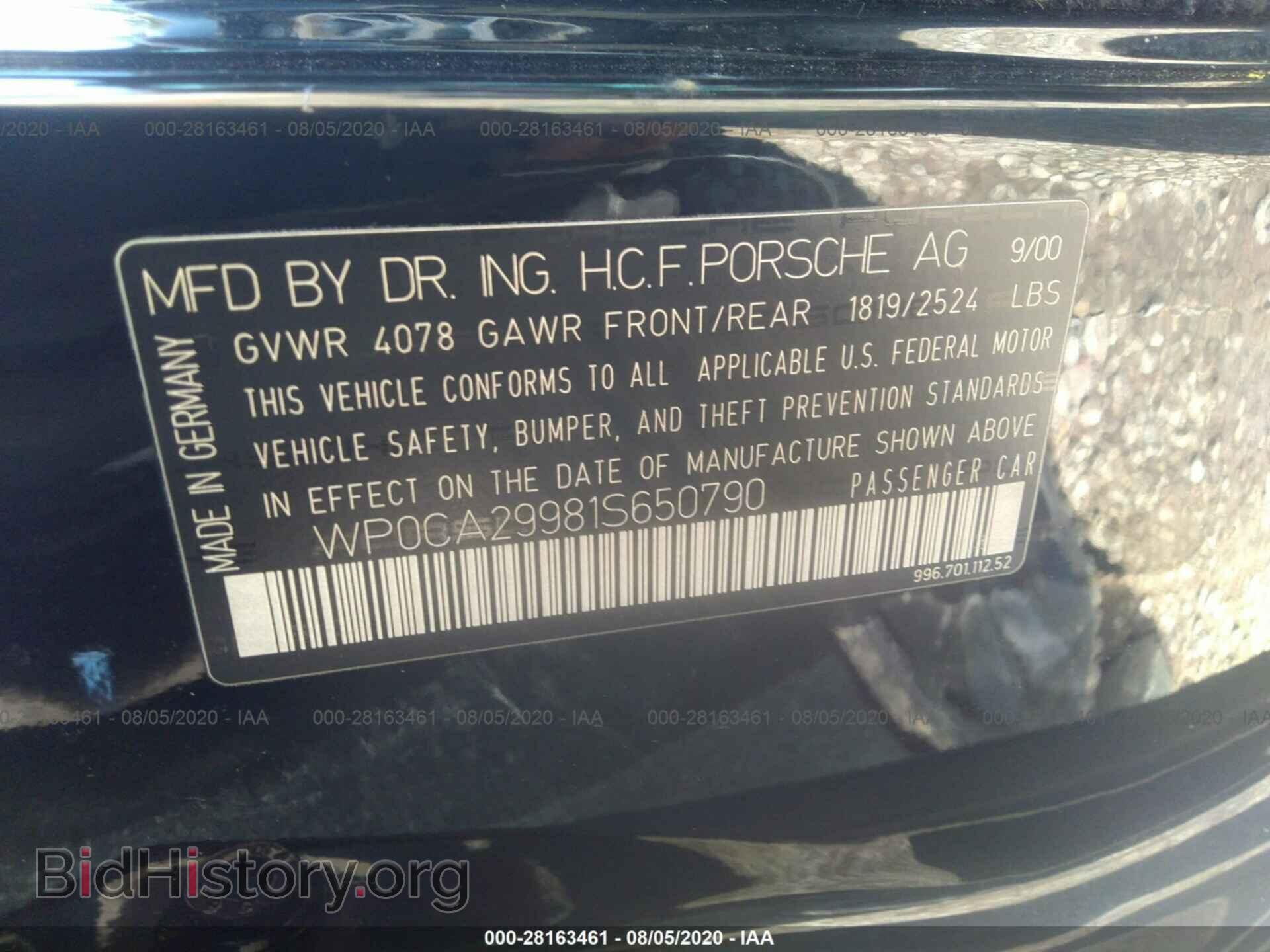 2001 PORSCHE 911 CARRERA - VIN: WP0CA29981S650790 - Фото 9