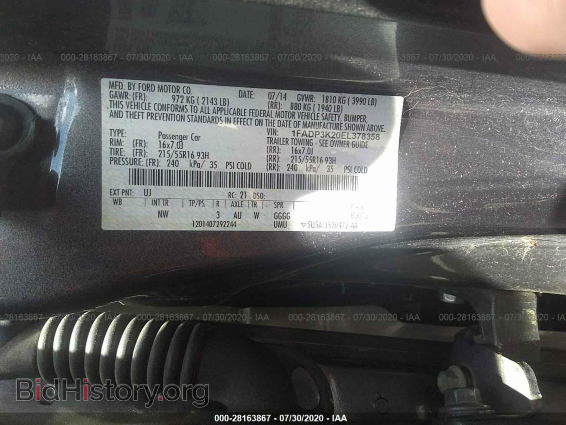 2014 FORD FOCUS - VIN: 1FADP3K20EL378358 - Фото 9