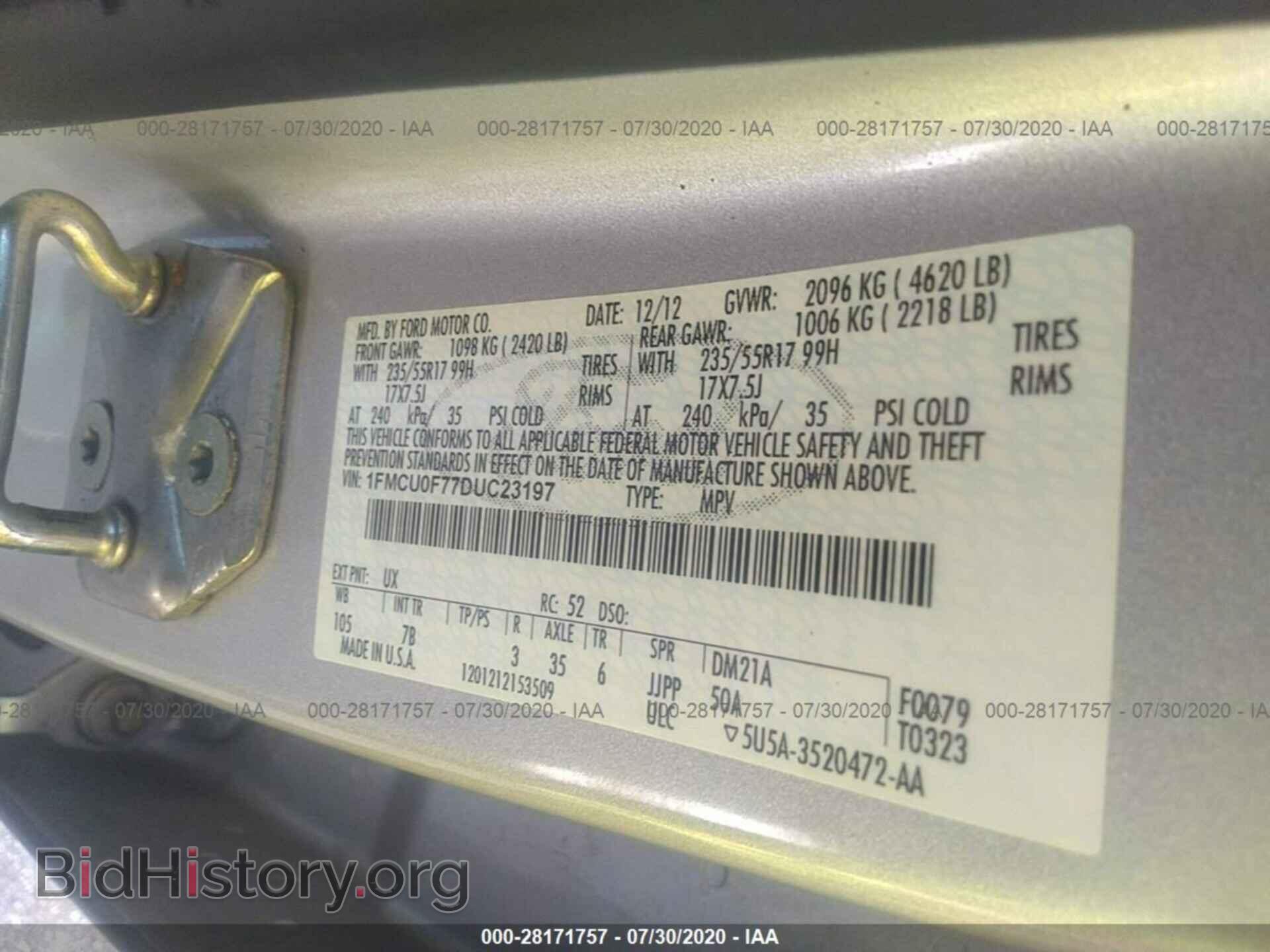 2013 FORD ESCAPE - VIN: 1FMCU0F77DUC23197 - Фото 9
