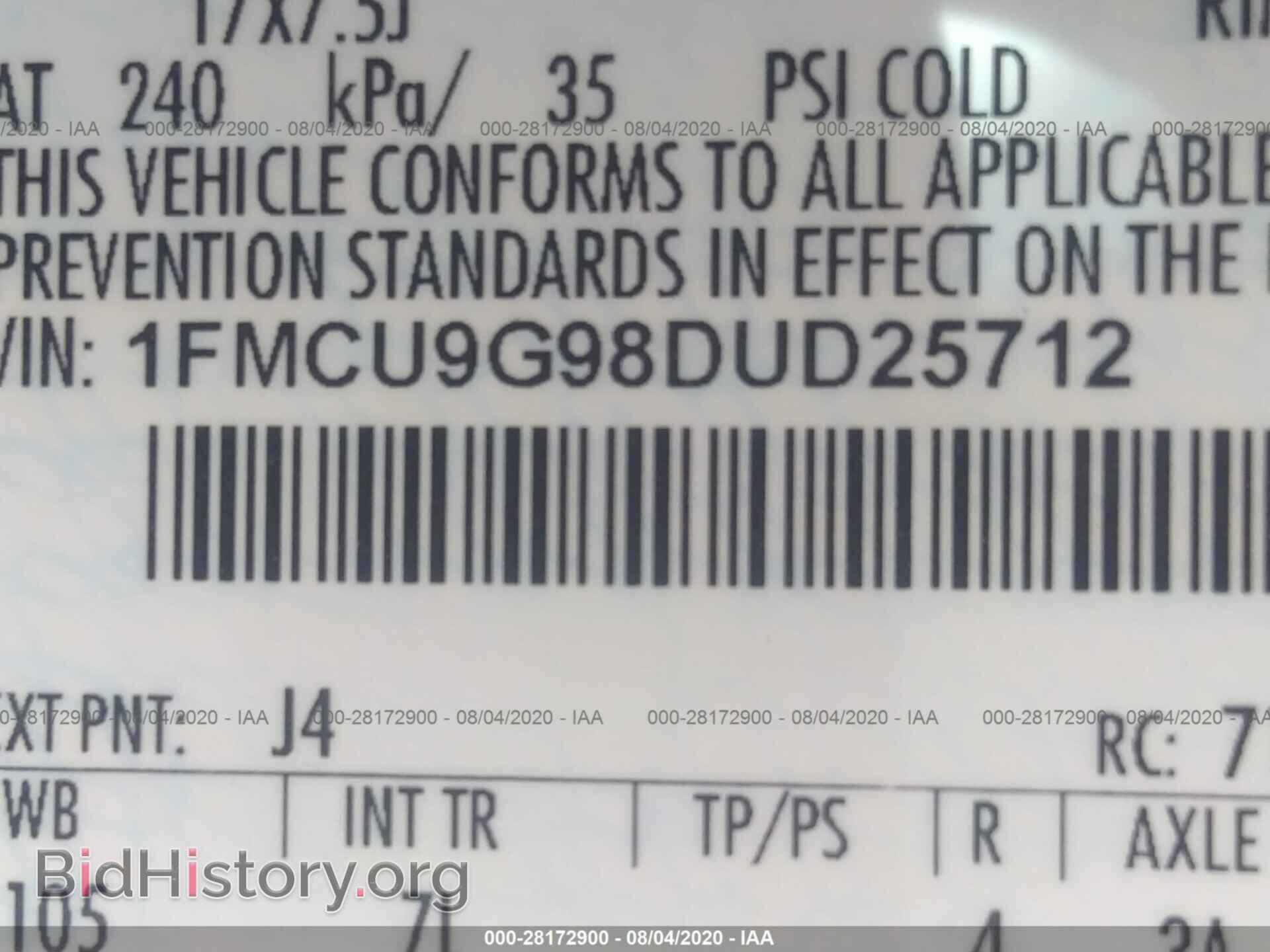 2013 FORD ESCAPE - VIN: 1FMCU9G98DUD25712 - Фото 9
