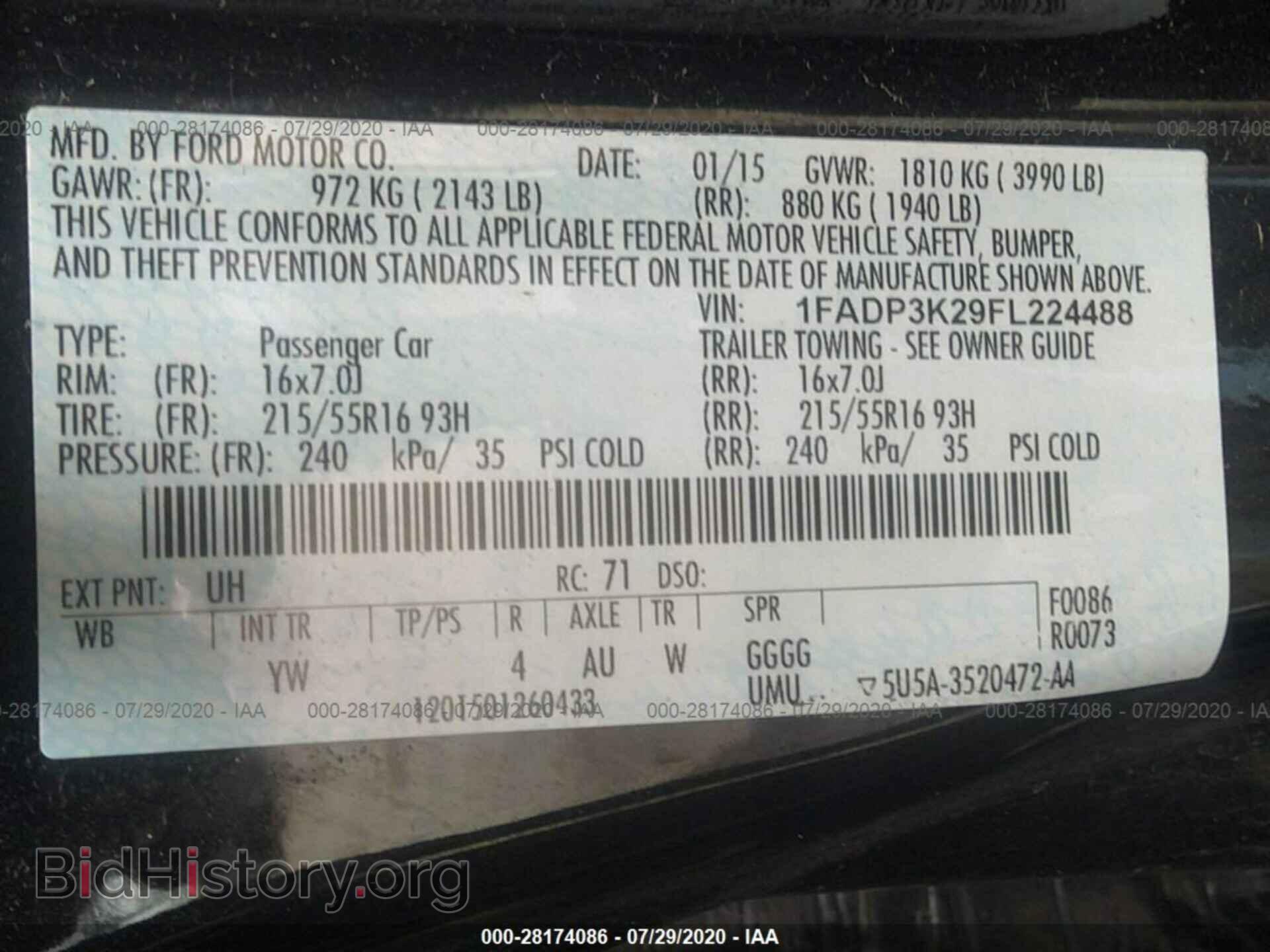 2015 FORD FOCUS - VIN: 1FADP3K29FL224488 - Фото 9