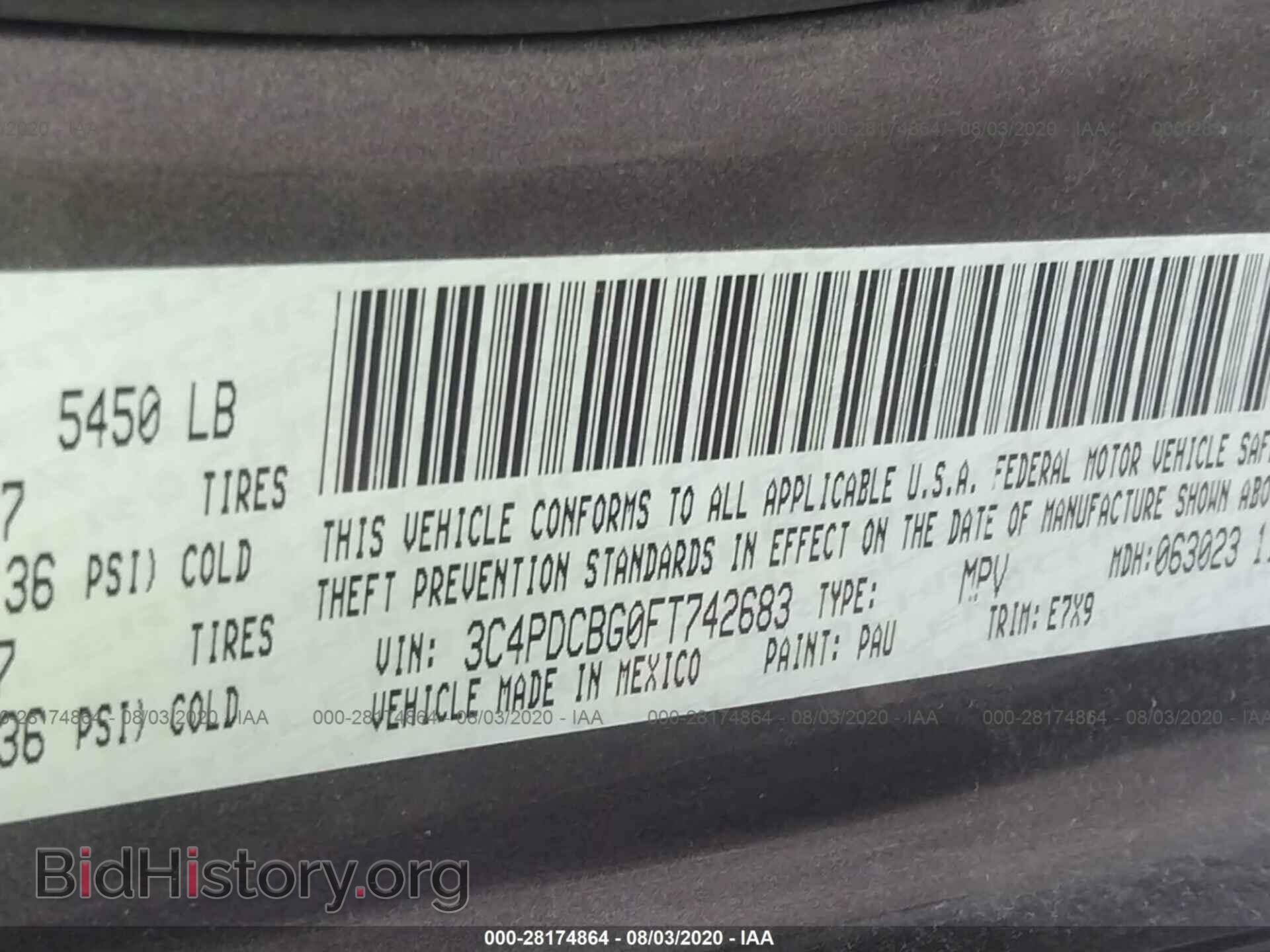2015 DODGE JOURNEY - VIN: 3C4PDCBG0FT742683 - Фото 9