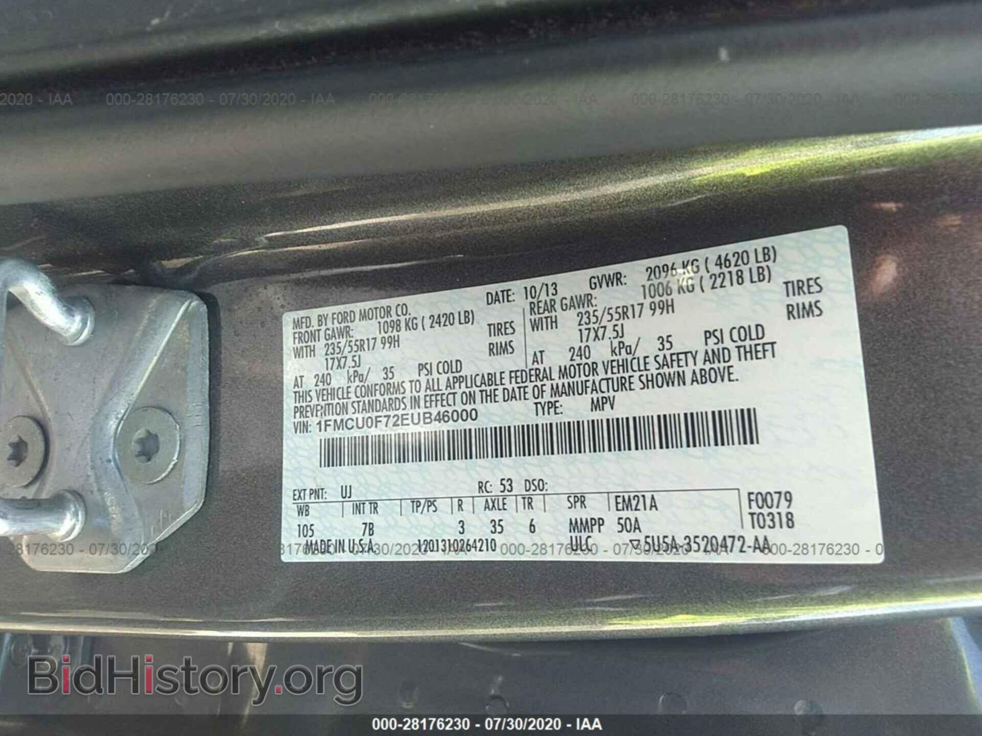 2014 FORD ESCAPE - VIN: 1FMCU0F72EUB46000 - Photo 9