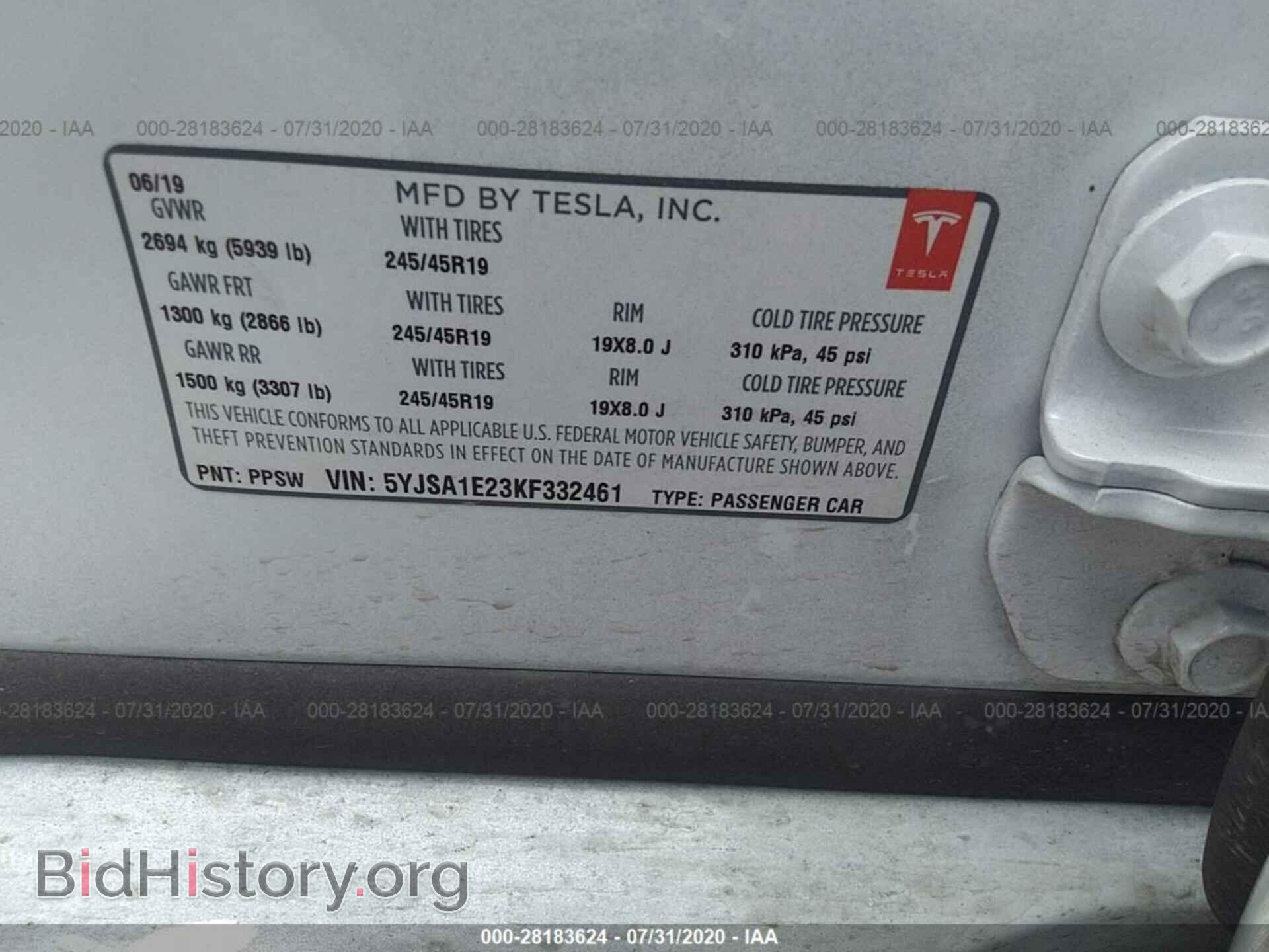 2019 TESLA MODEL S - VIN: 5YJSA1E23KF332461 - Photo 9