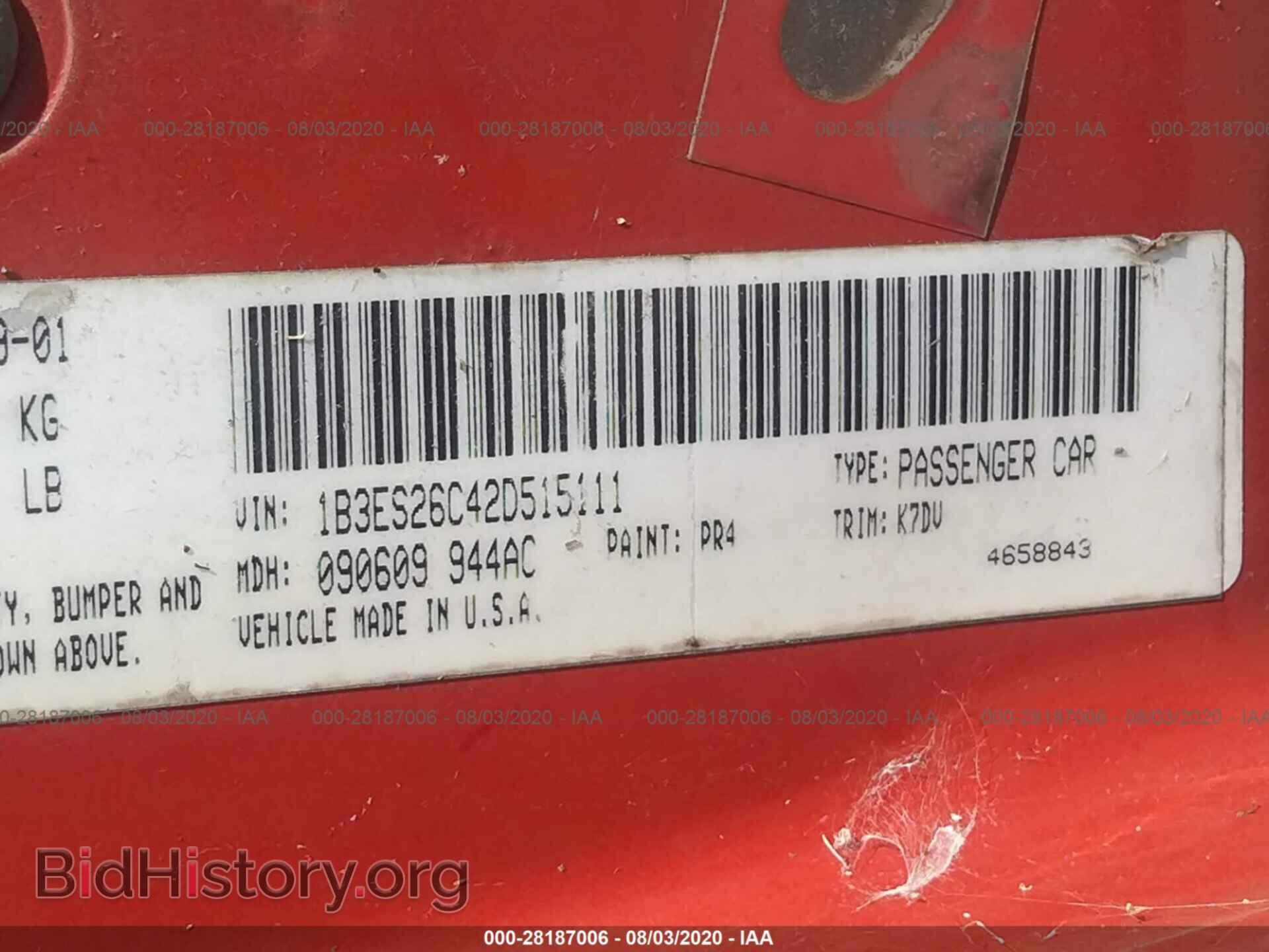 2002 DODGE NEON - VIN: 1B3ES26C42D515111 - Фото 9