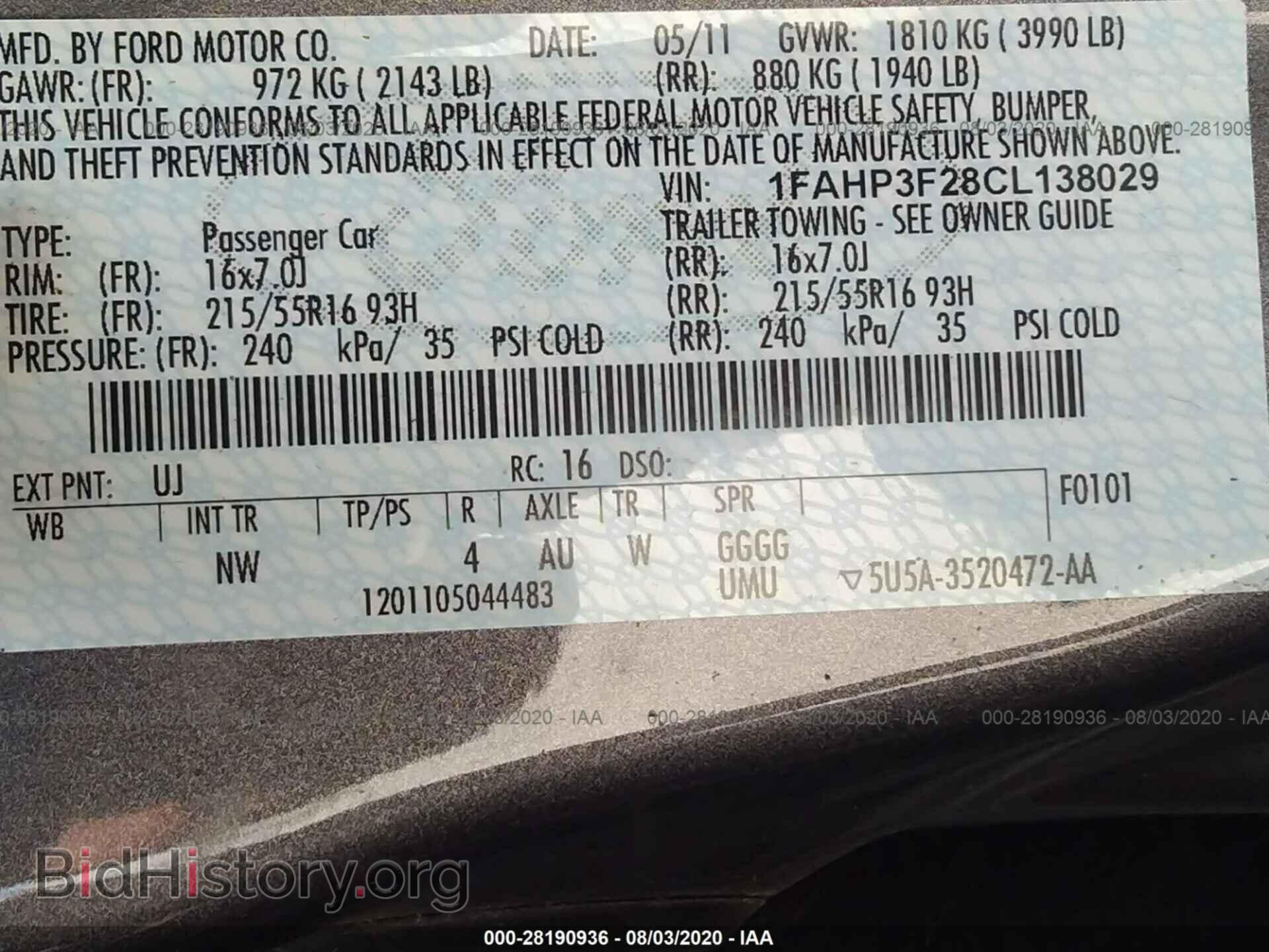 2012 FORD FOCUS - VIN: 1FAHP3F28CL138029 - Photo 9