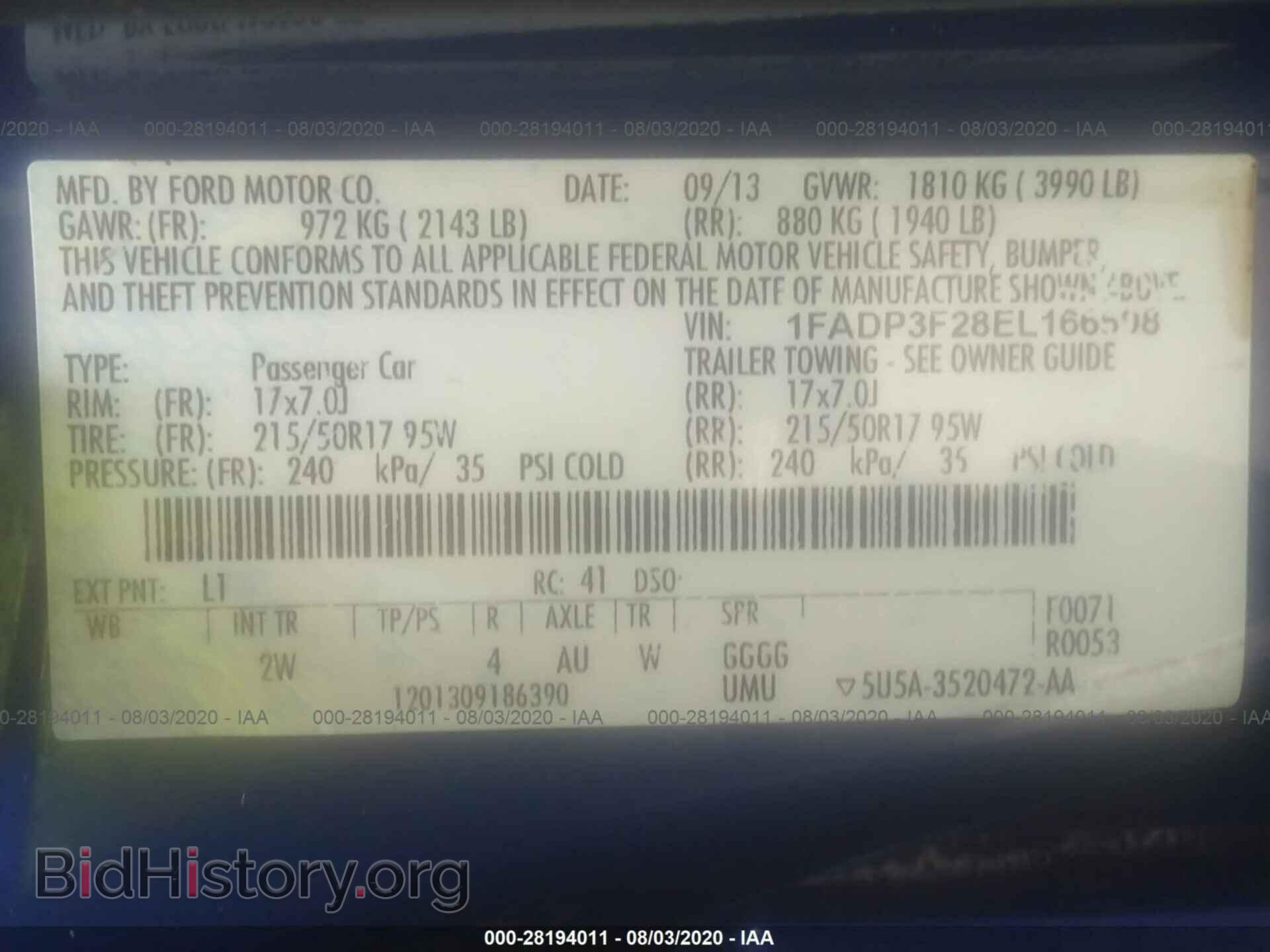 2014 FORD FOCUS - VIN: 1FADP3F28EL166608 - Фото 9