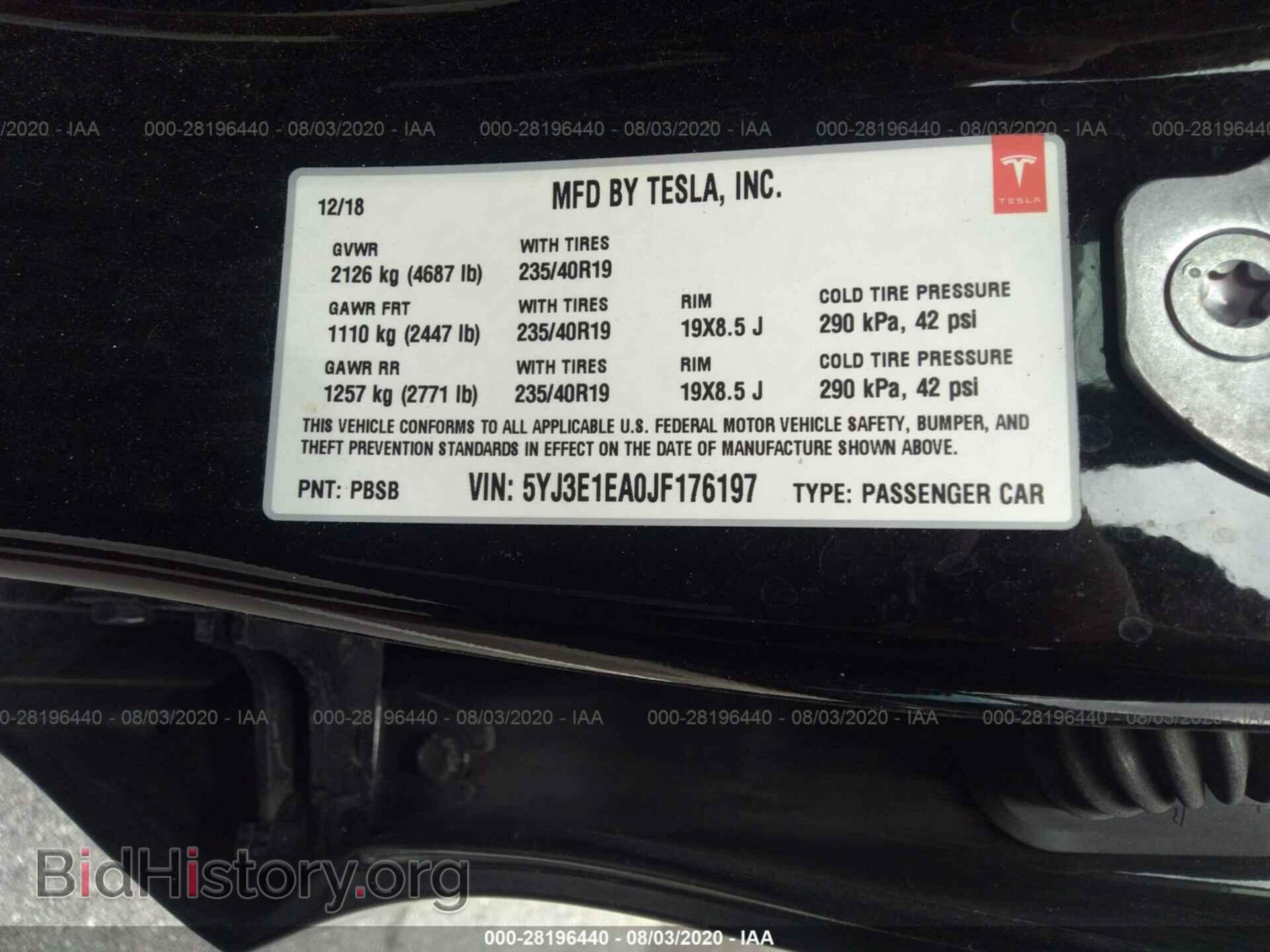 2018 TESLA MODEL 3 - VIN: 5YJ3E1EA0JF176197 - Photo 9