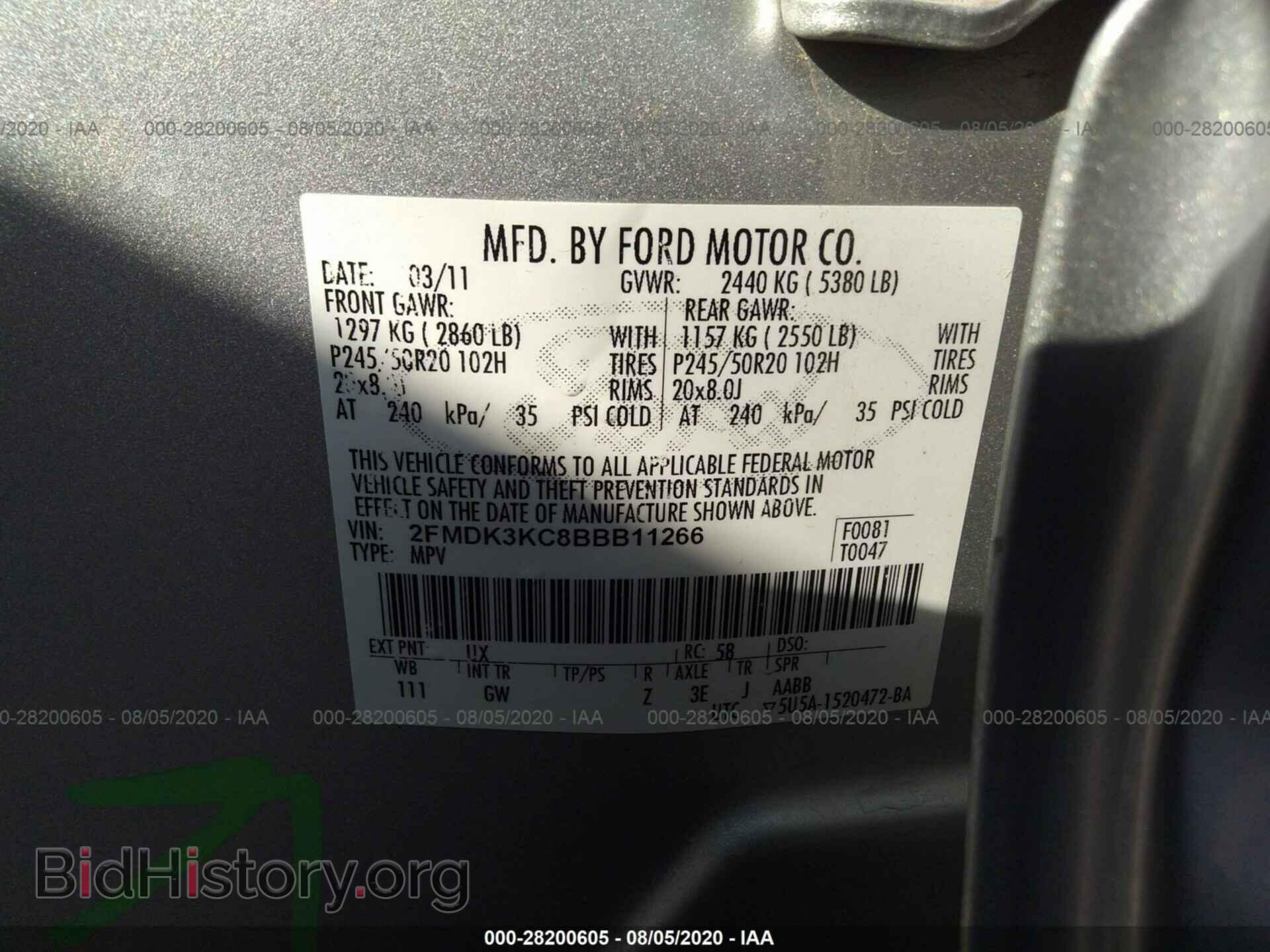 2011 FORD EDGE - VIN: 2FMDK3KC8BBB11266 - Фото 9