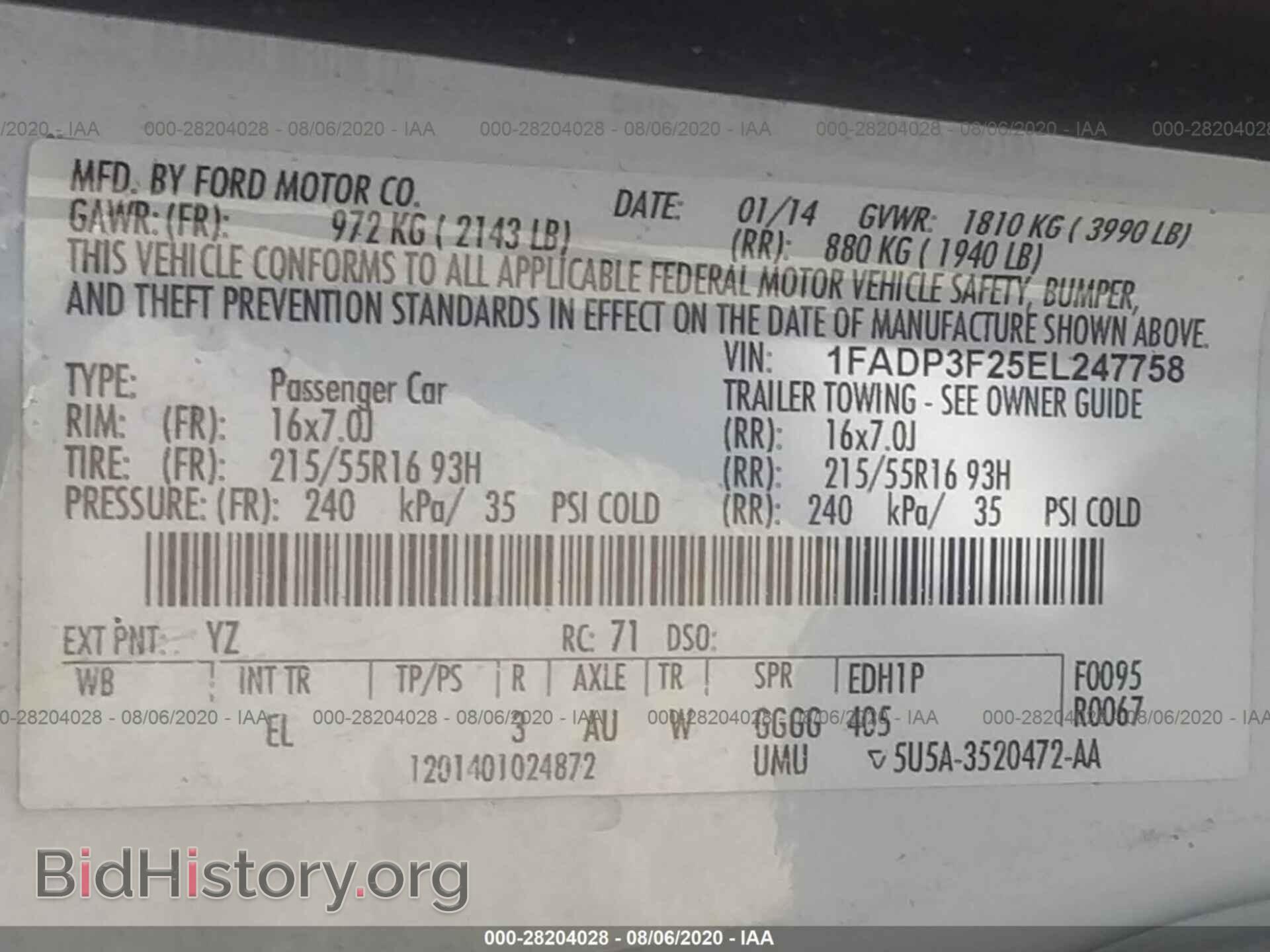2014 FORD FOCUS - VIN: 1FADP3F25EL247758 - Фото 9