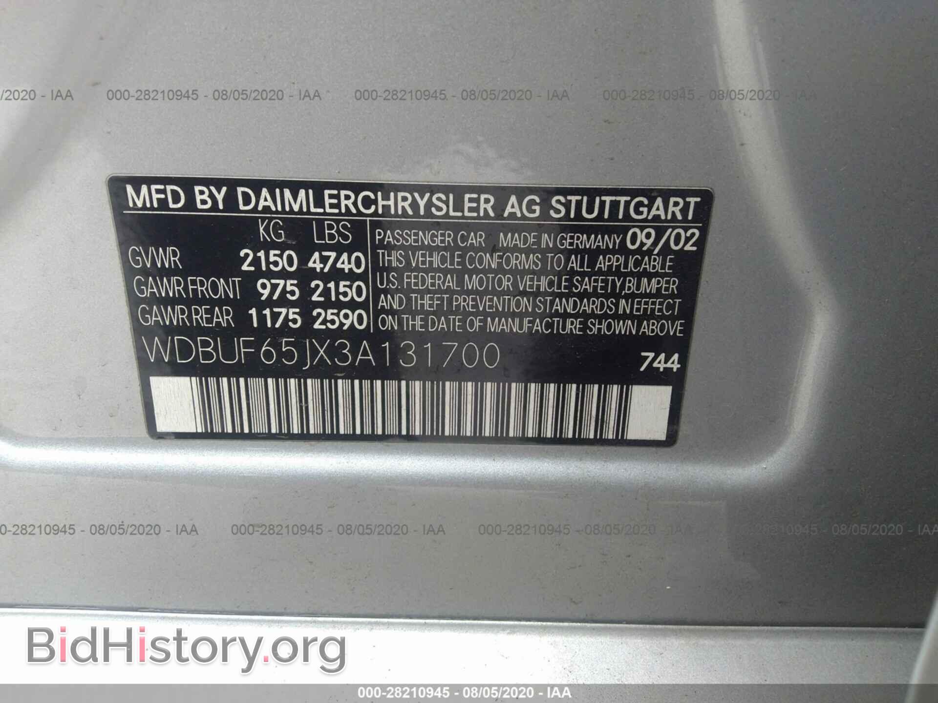 2003 MERCEDES-BENZ E-CLASS - VIN: WDBUF65JX3A131700 - Photo 9