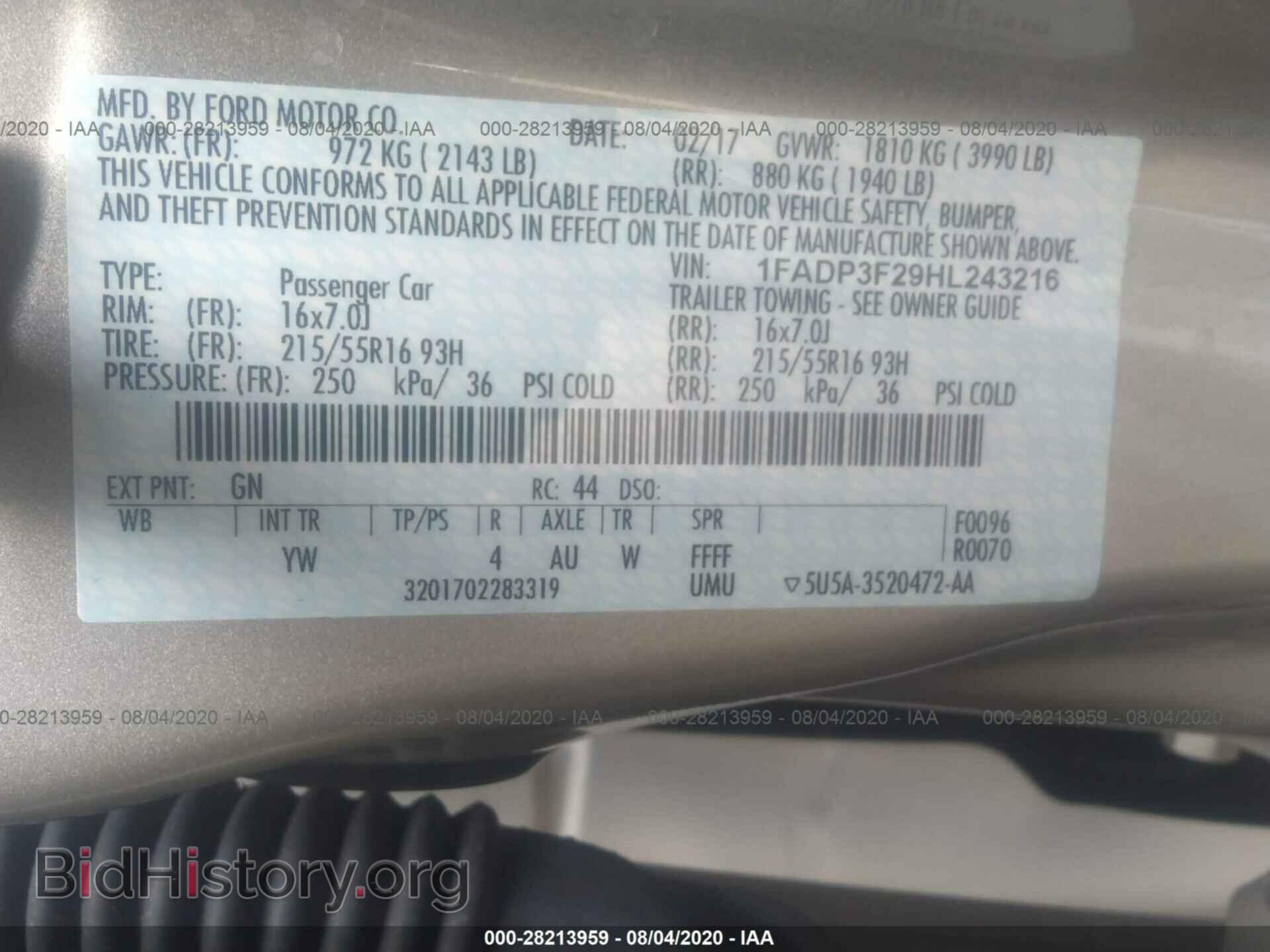 2017 FORD FOCUS - VIN: 1FADP3F29HL243216 - Photo 9