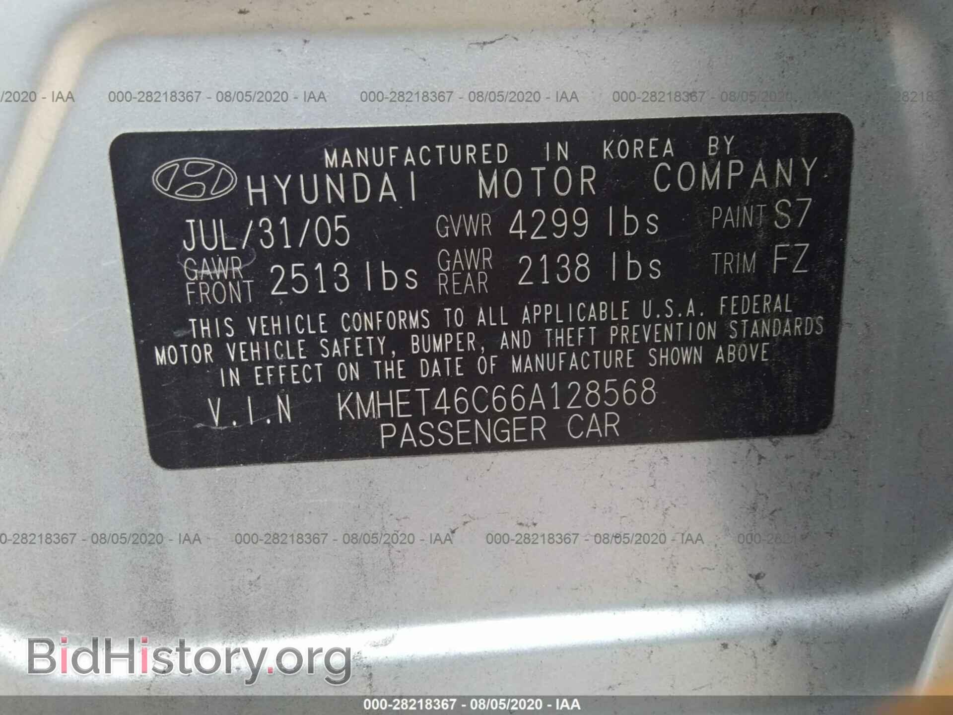 2006 HYUNDAI SONATA - VIN: KMHET46C66A128568 - Фото 9