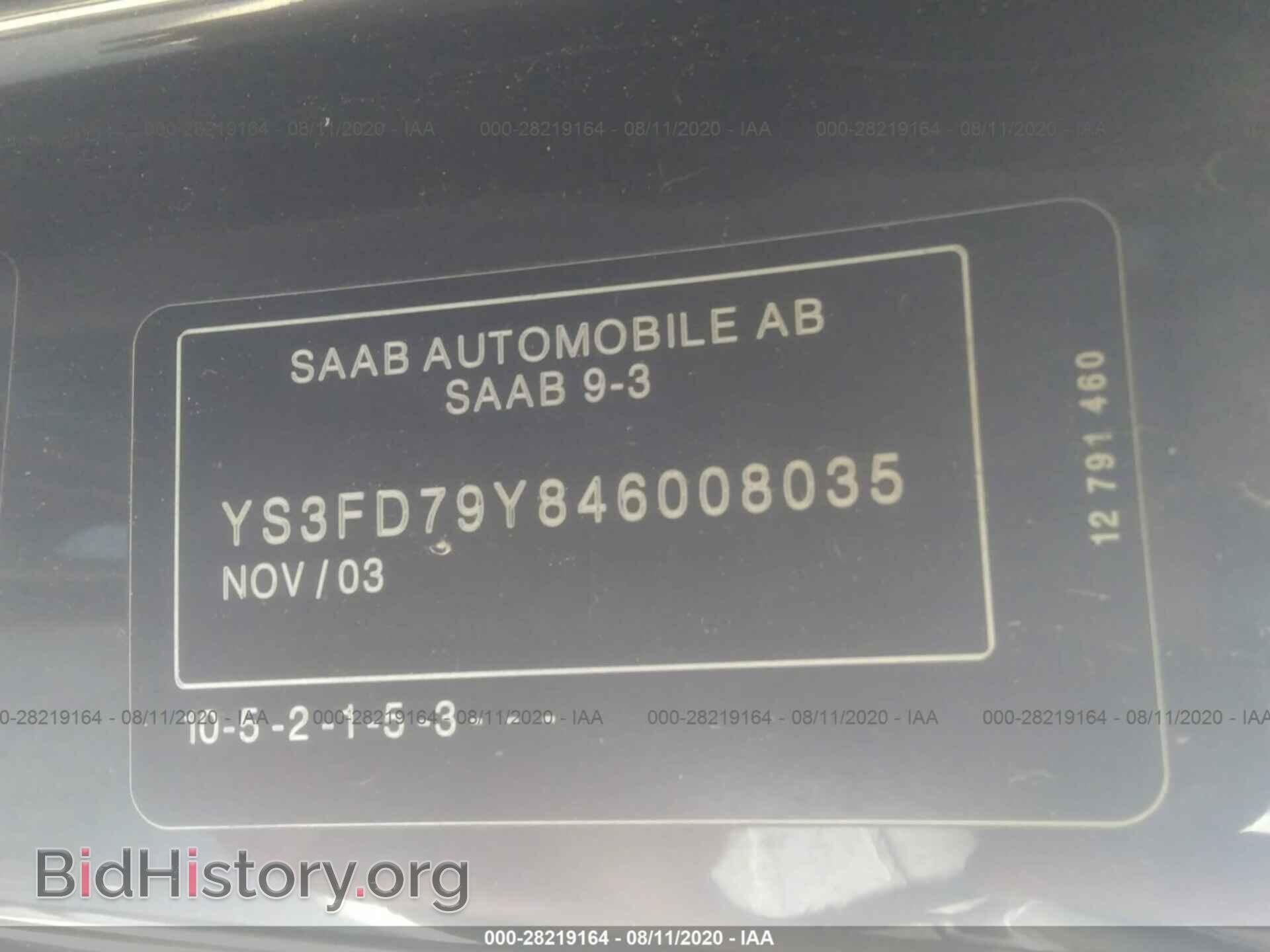 2004 SAAB 9-3 - VIN: YS3FD79Y846008035 - Фото 9