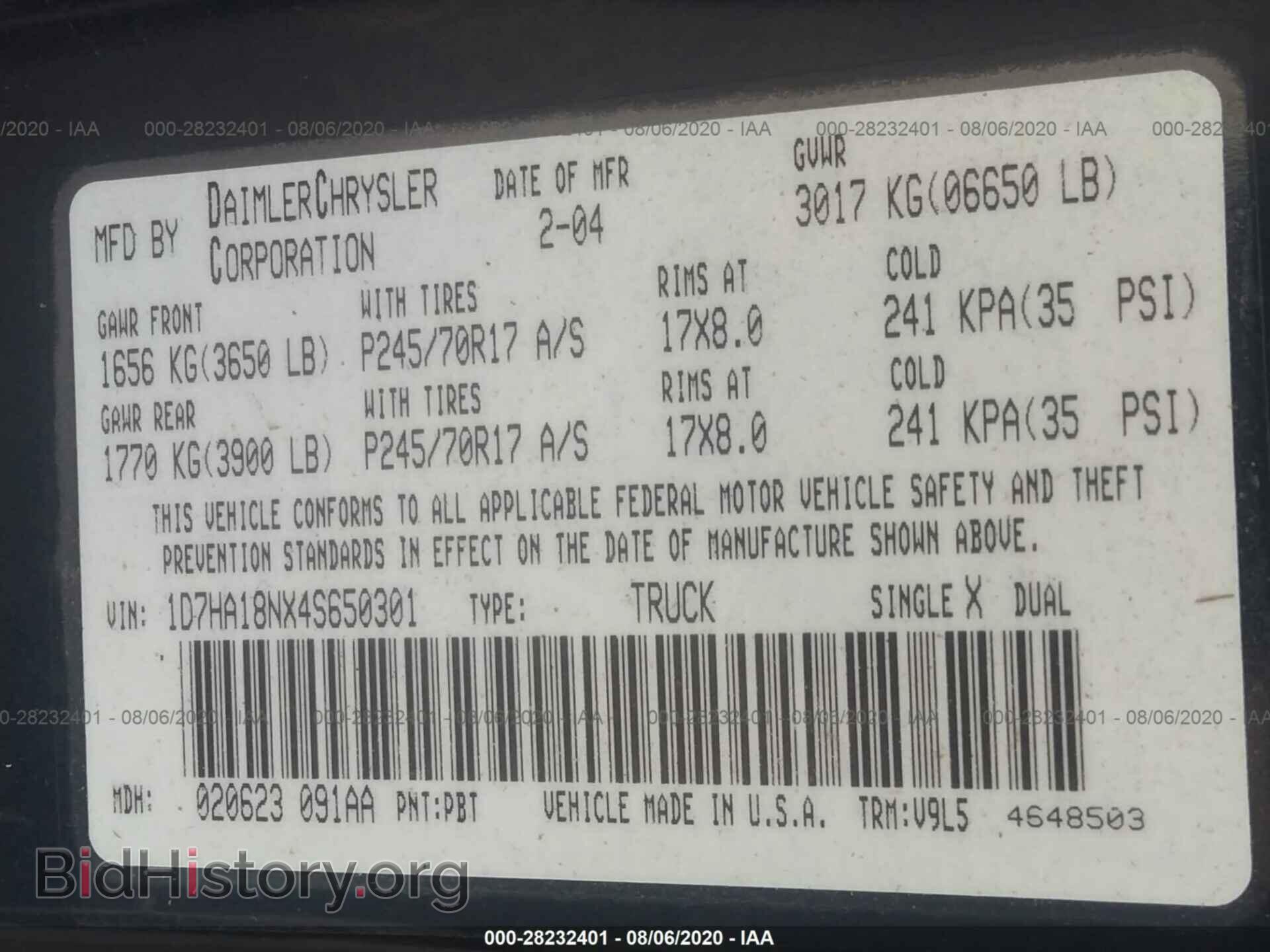 2004 DODGE RAM 1500 - VIN: 1D7HA18NX4S650301 - Фото 9