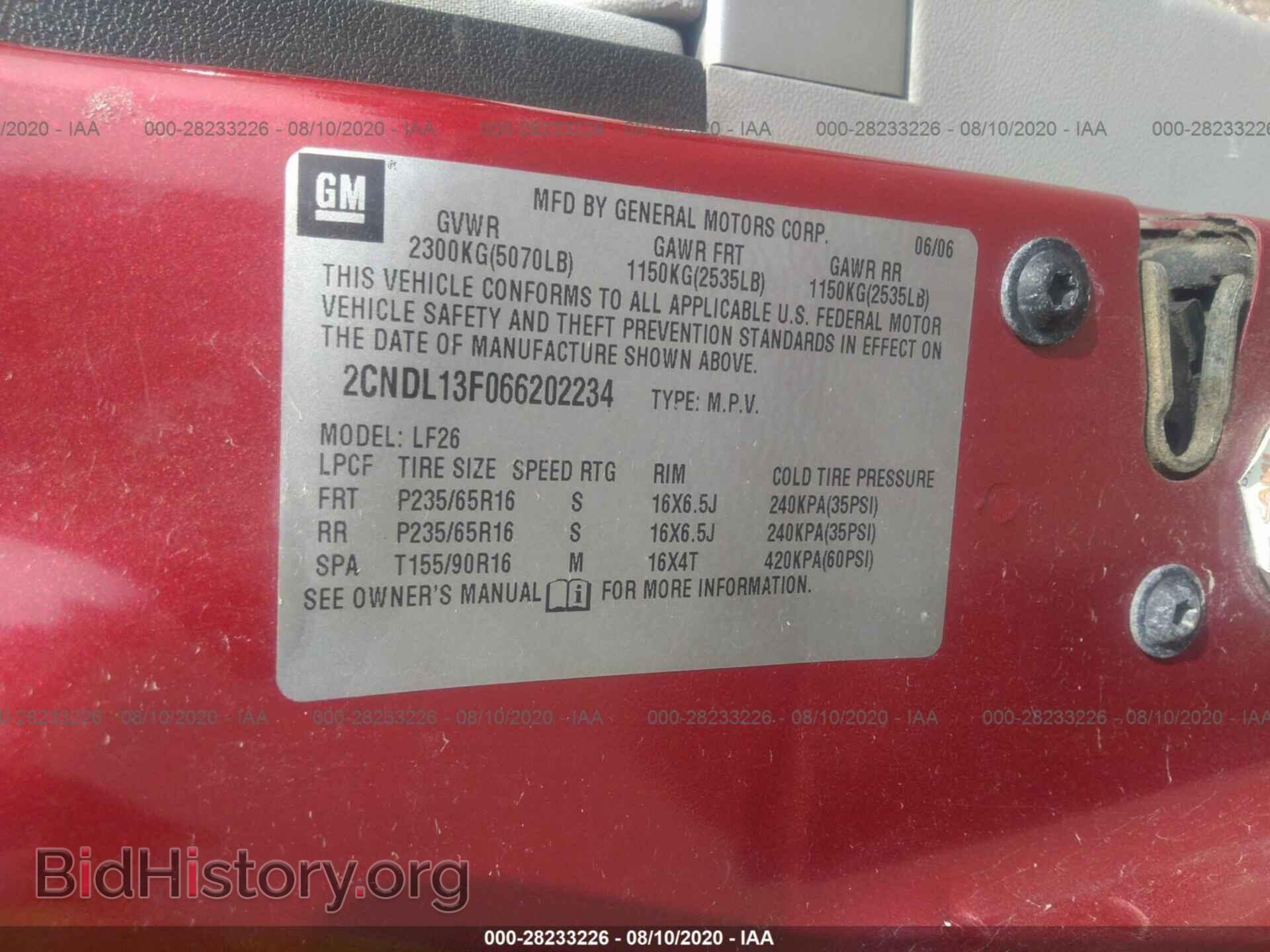 2006 CHEVROLET EQUINOX - VIN: 2CNDL13F066202234 - Фото 9