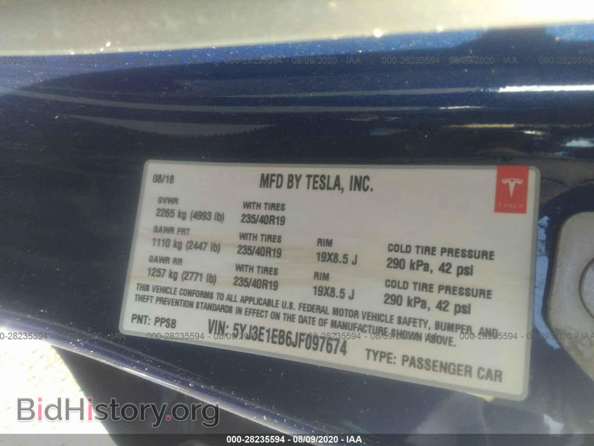2018 TESLA MODEL 3 - VIN: 5YJ3E1EB6JF097674 - Фото 9