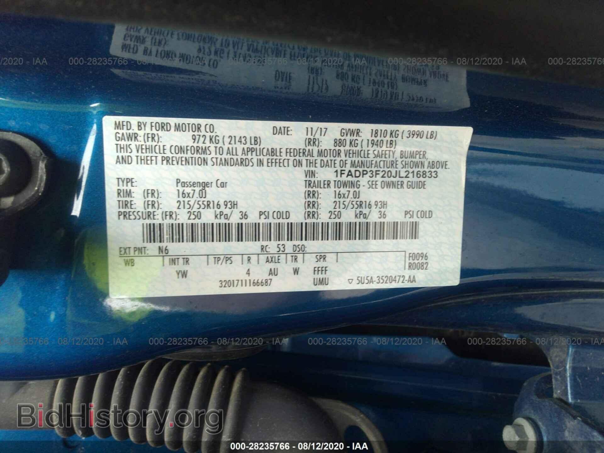 2018 FORD FOCUS - VIN: 1FADP3F20JL216833 - Photo 9