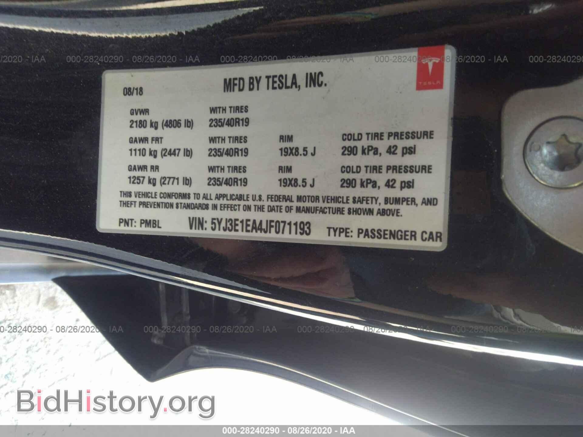 2018 TESLA MODEL 3 - VIN: 5YJ3E1EA4JF071193 - Photo 9