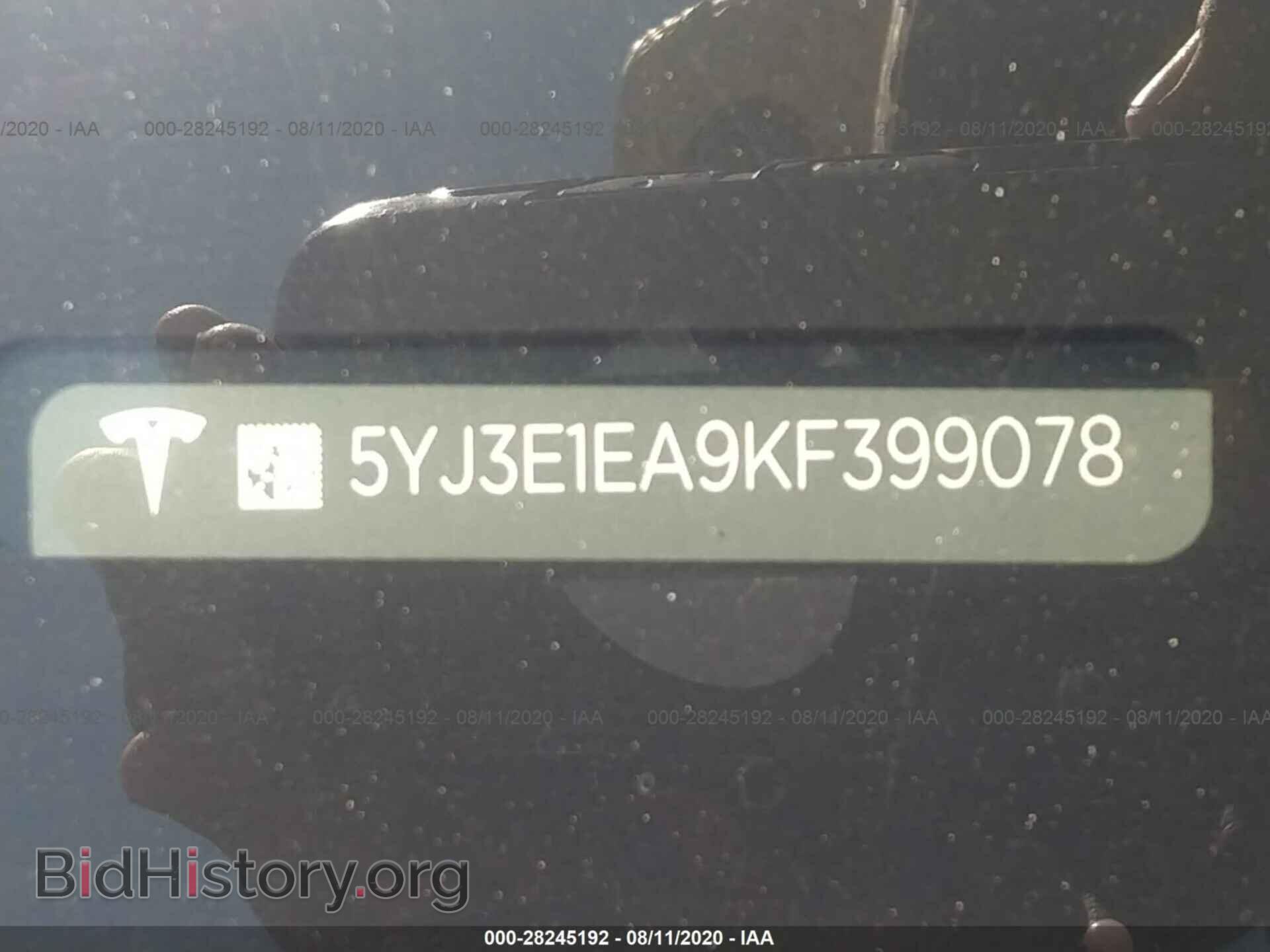 2019 TESLA MODEL 3 - VIN: 5YJ3E1EA9KF399078 - Фото 9