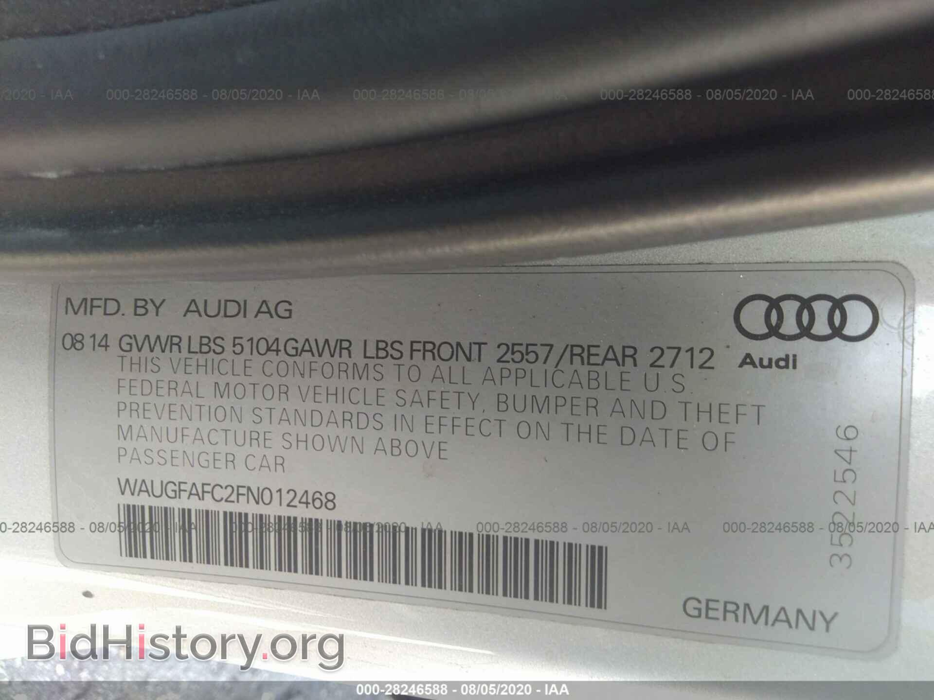 2015 AUDI A6 - VIN: WAUGFAFC2FN012468 - Фото 9