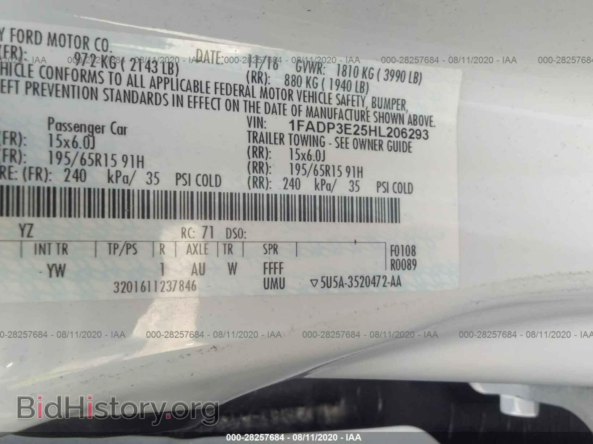 2017 FORD FOCUS - VIN: 1FADP3E25HL206293 - Фото 9