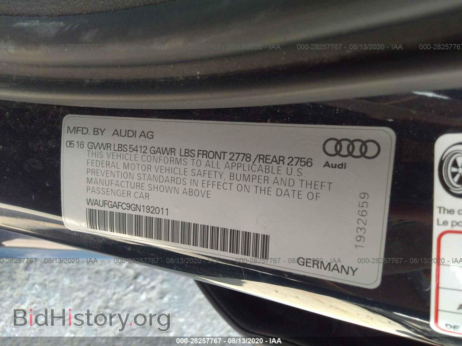 2016 AUDI A6 - VIN: WAUFGAFC9GN192011 - Фото 9