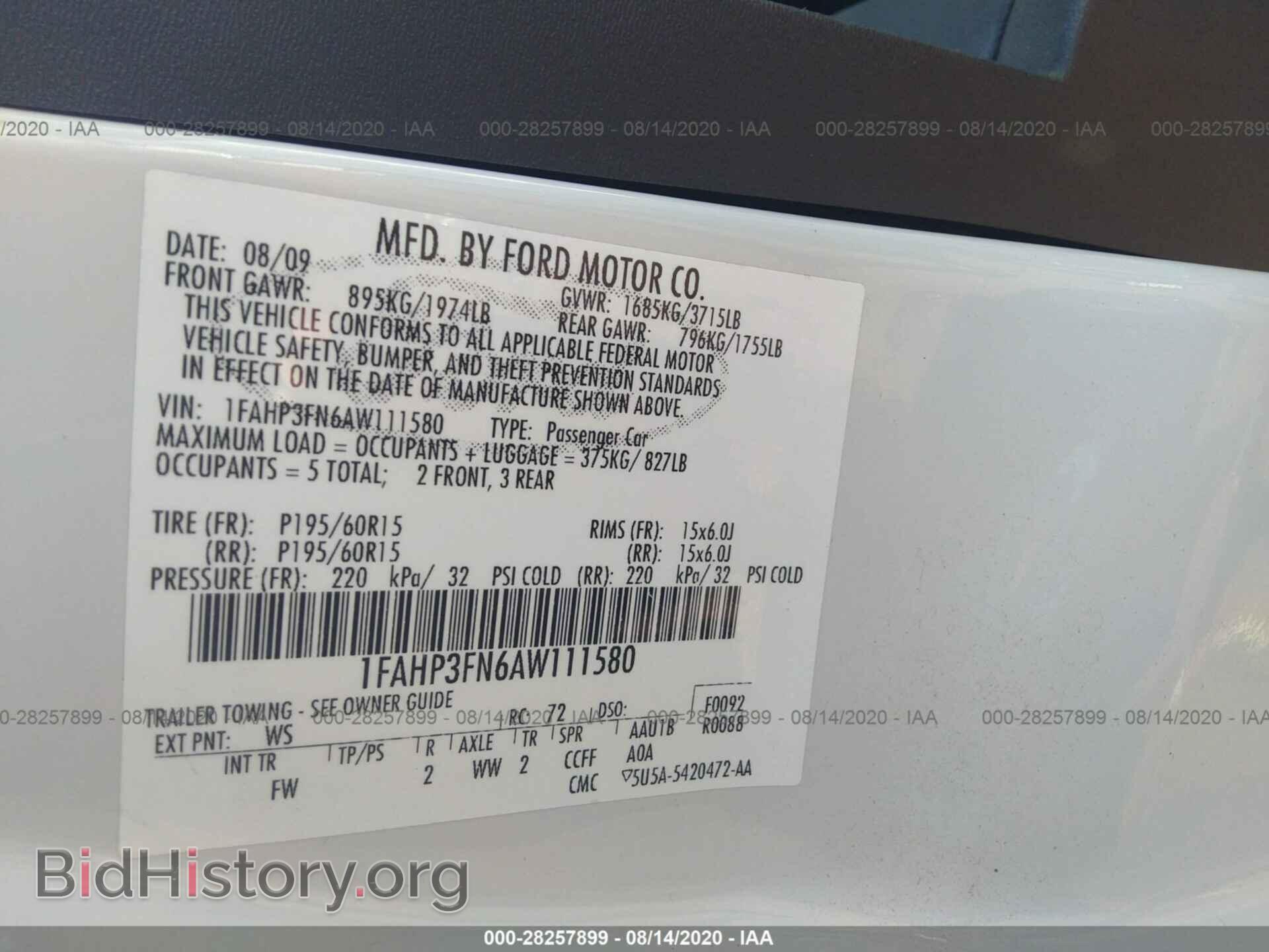 2010 FORD FOCUS - VIN: 1FAHP3FN6AW111580 - Фото 9