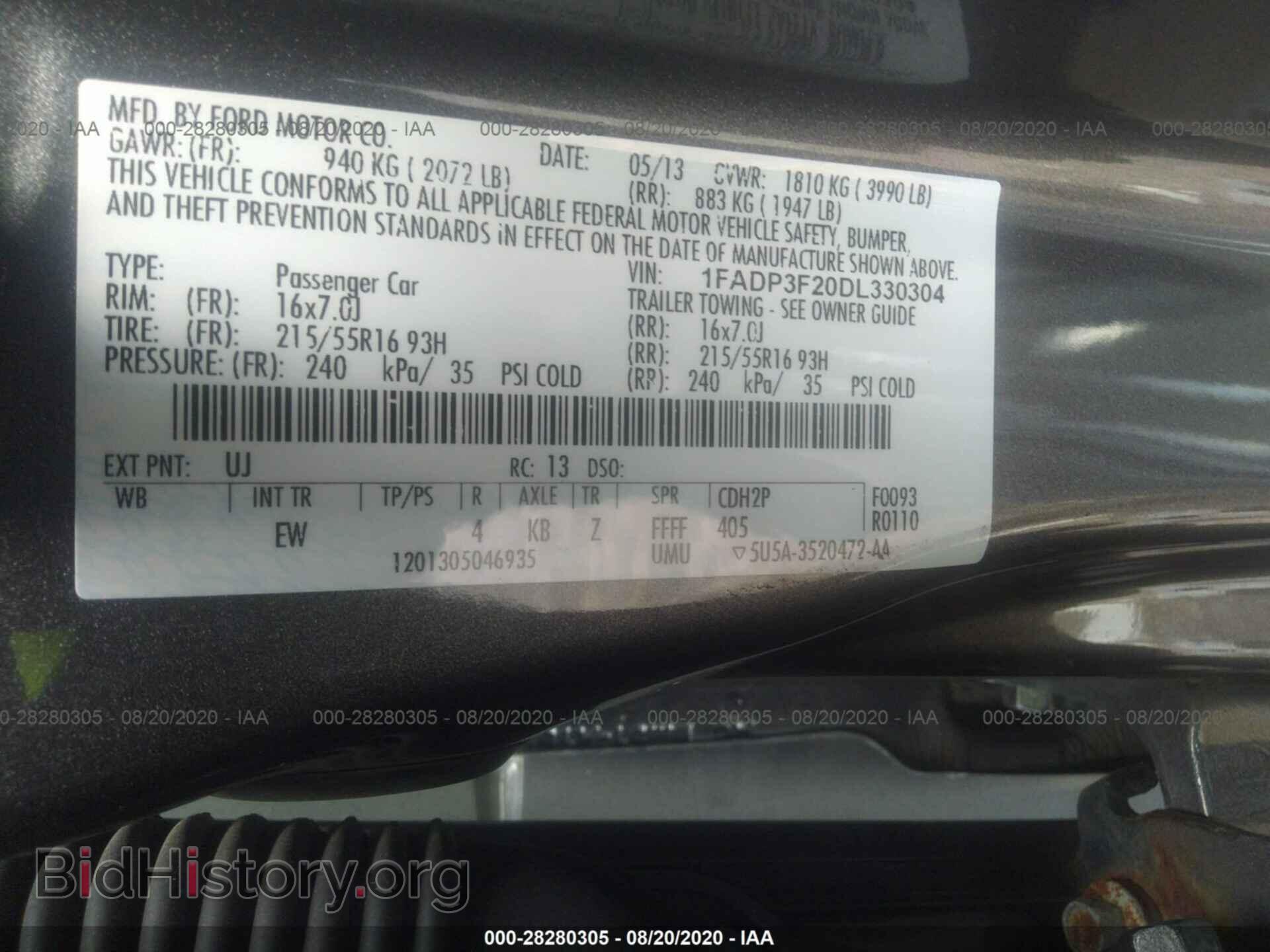 2013 FORD FOCUS - VIN: 1FADP3F20DL330304 - Фото 9