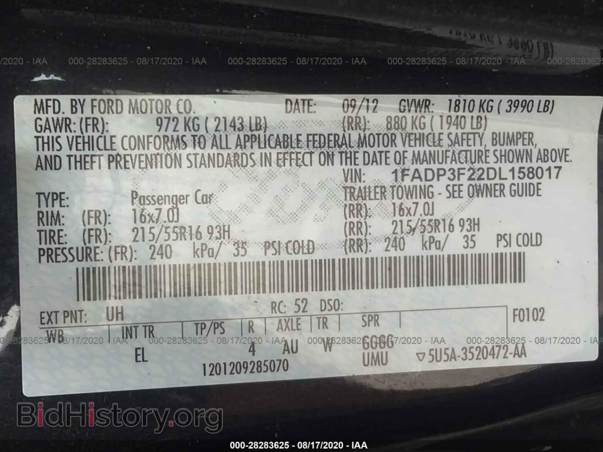 2013 FORD FOCUS - VIN: 1FADP3F22DL158017 - Фото 9