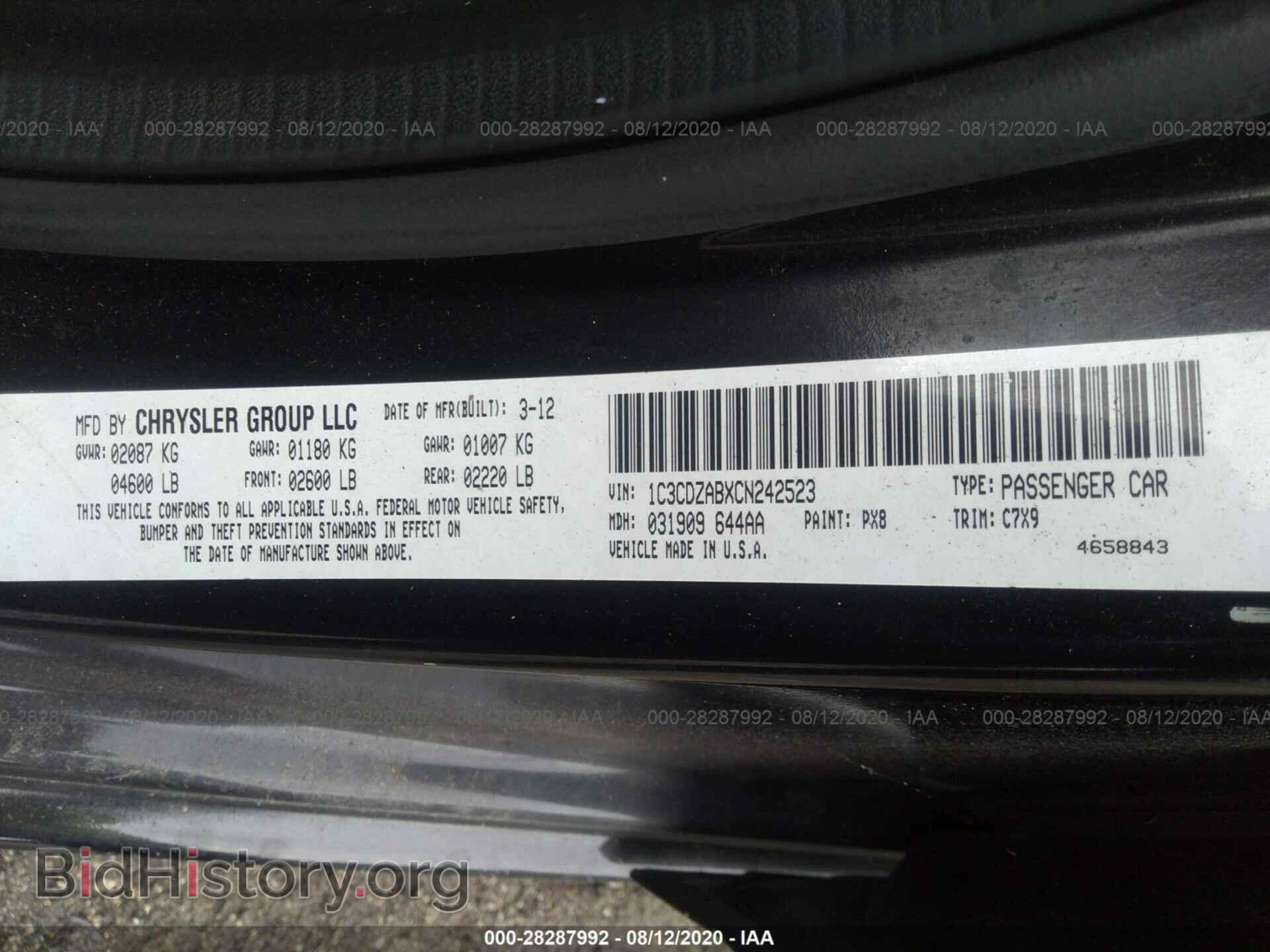 2012 DODGE AVENGER - VIN: 1C3CDZABXCN242523 - Photo 9