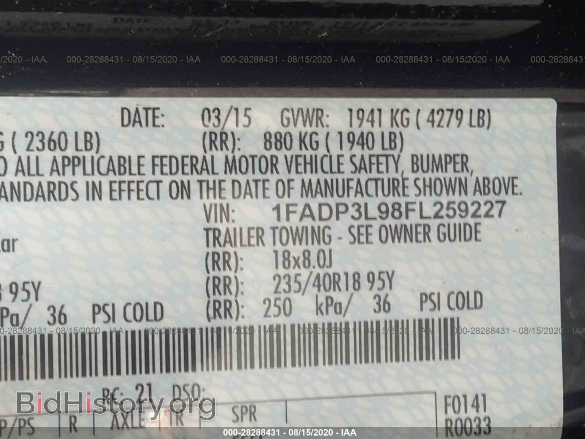 2015 FORD FOCUS - VIN: 1FADP3L98FL259227 - Фото 9