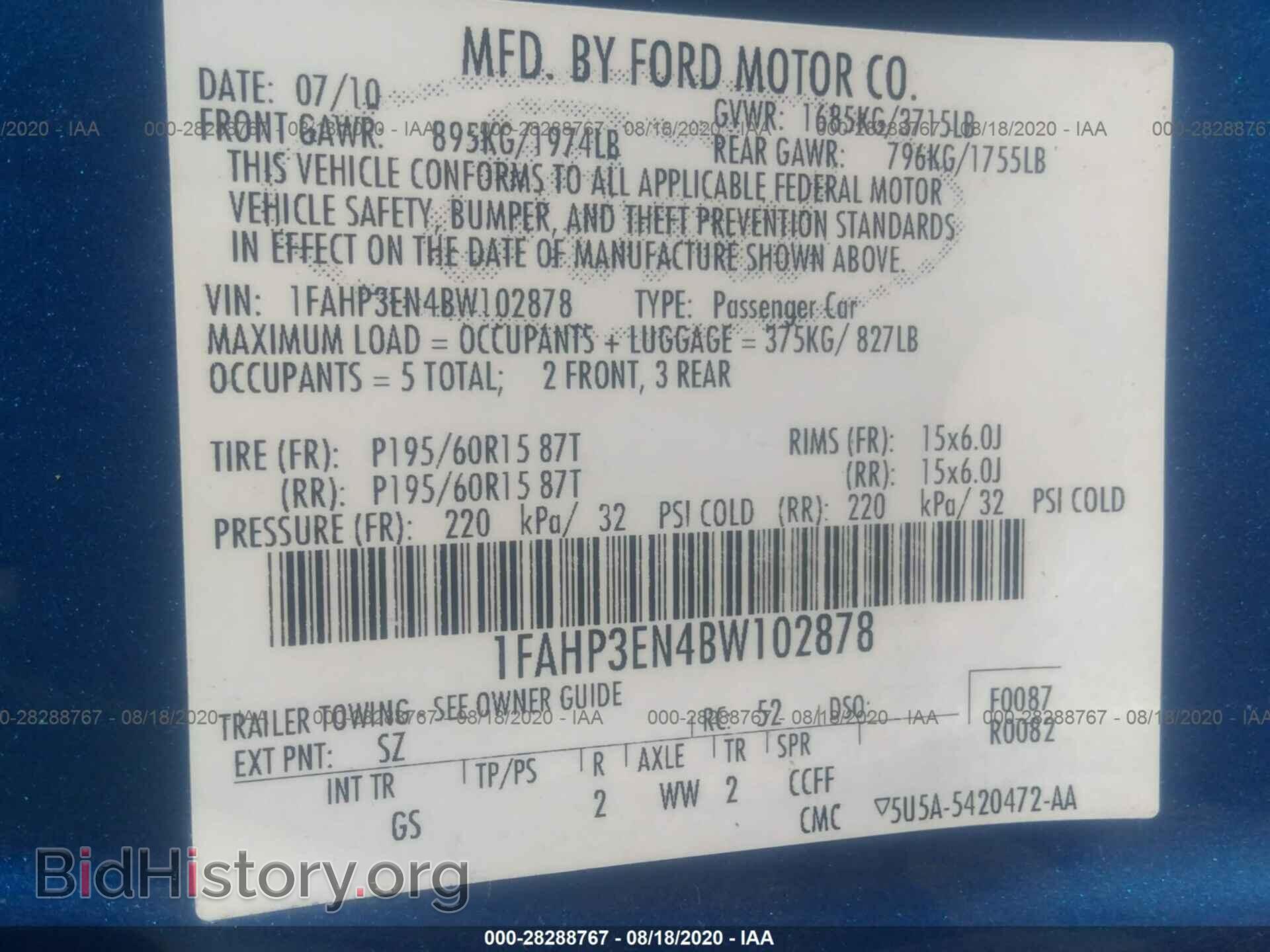 2011 FORD FOCUS - VIN: 1FAHP3EN4BW102878 - Фото 9