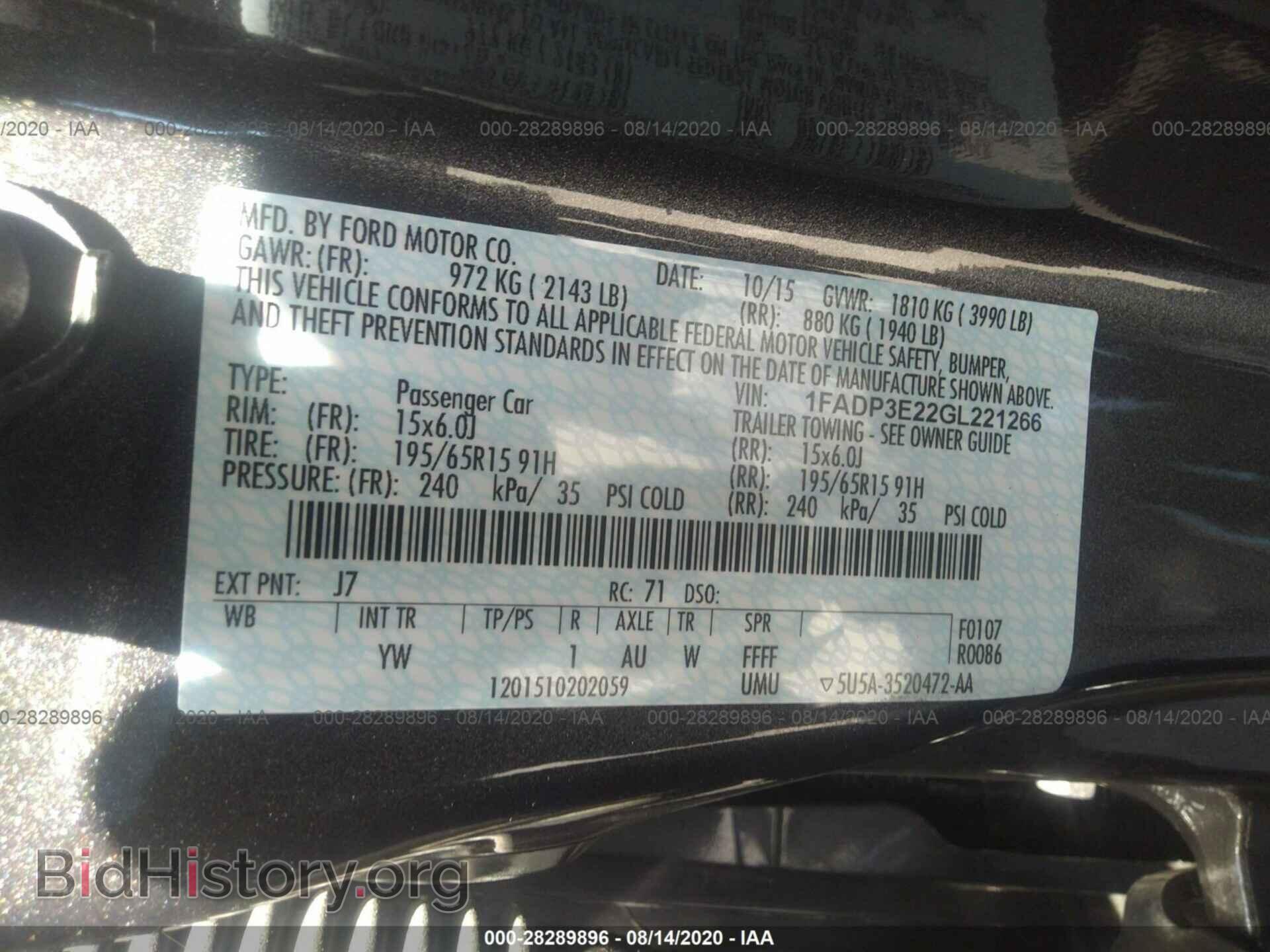 2016 FORD FOCUS - VIN: 1FADP3E22GL221266 - Photo 2