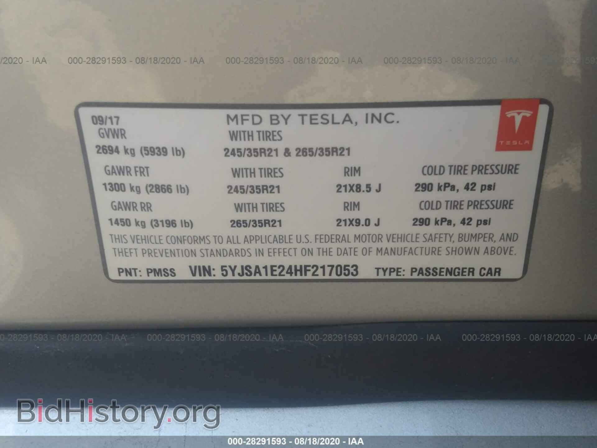 2017 TESLA MODEL S - VIN: 5YJSA1E24HF217053 - Photo 9