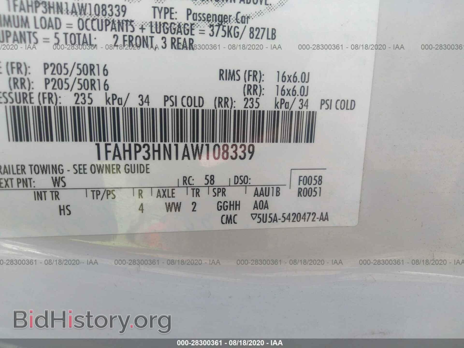 2010 FORD FOCUS - VIN: 1FAHP3HN1AW108339 - Фото 9