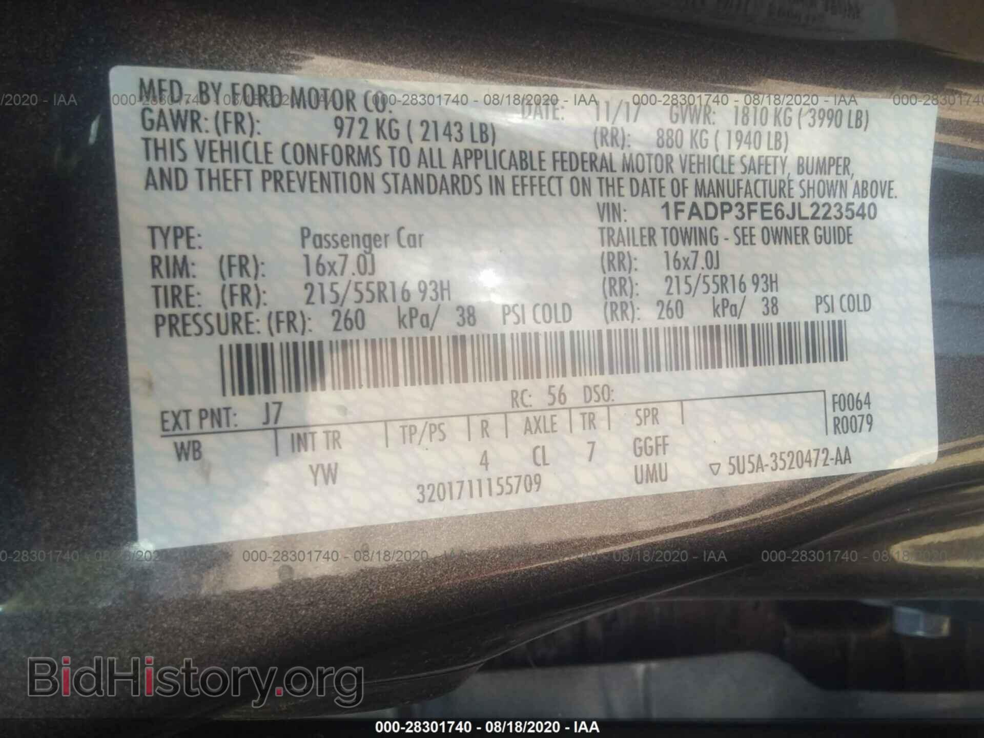 2018 FORD FOCUS - VIN: 1FADP3FE6JL223540 - Photo 9