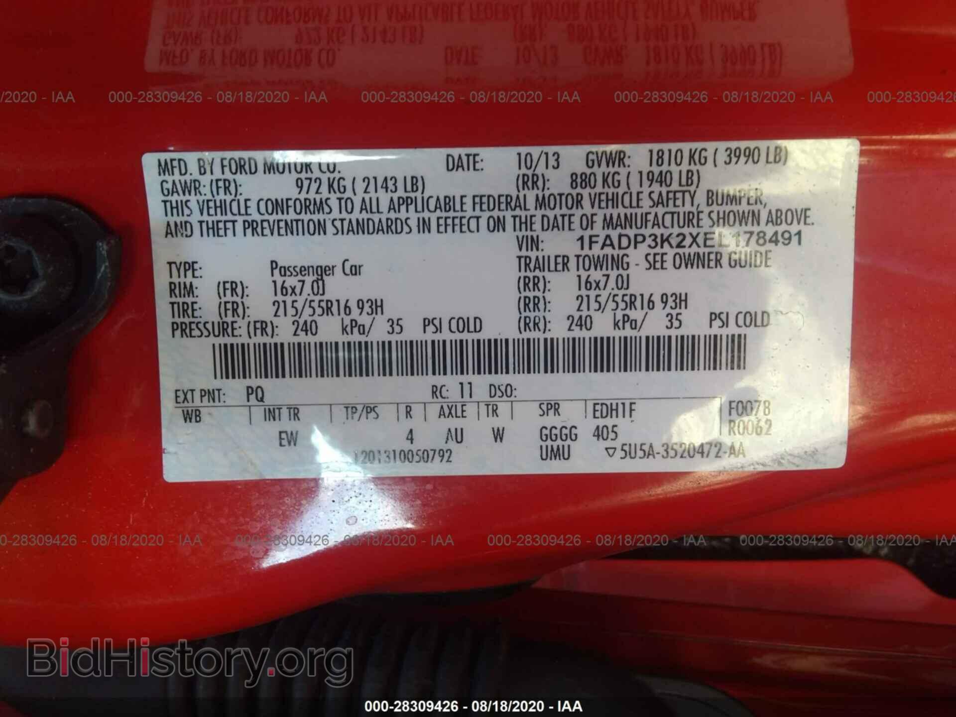 2014 FORD FOCUS - VIN: 1FADP3K2XEL178491 - Фото 9