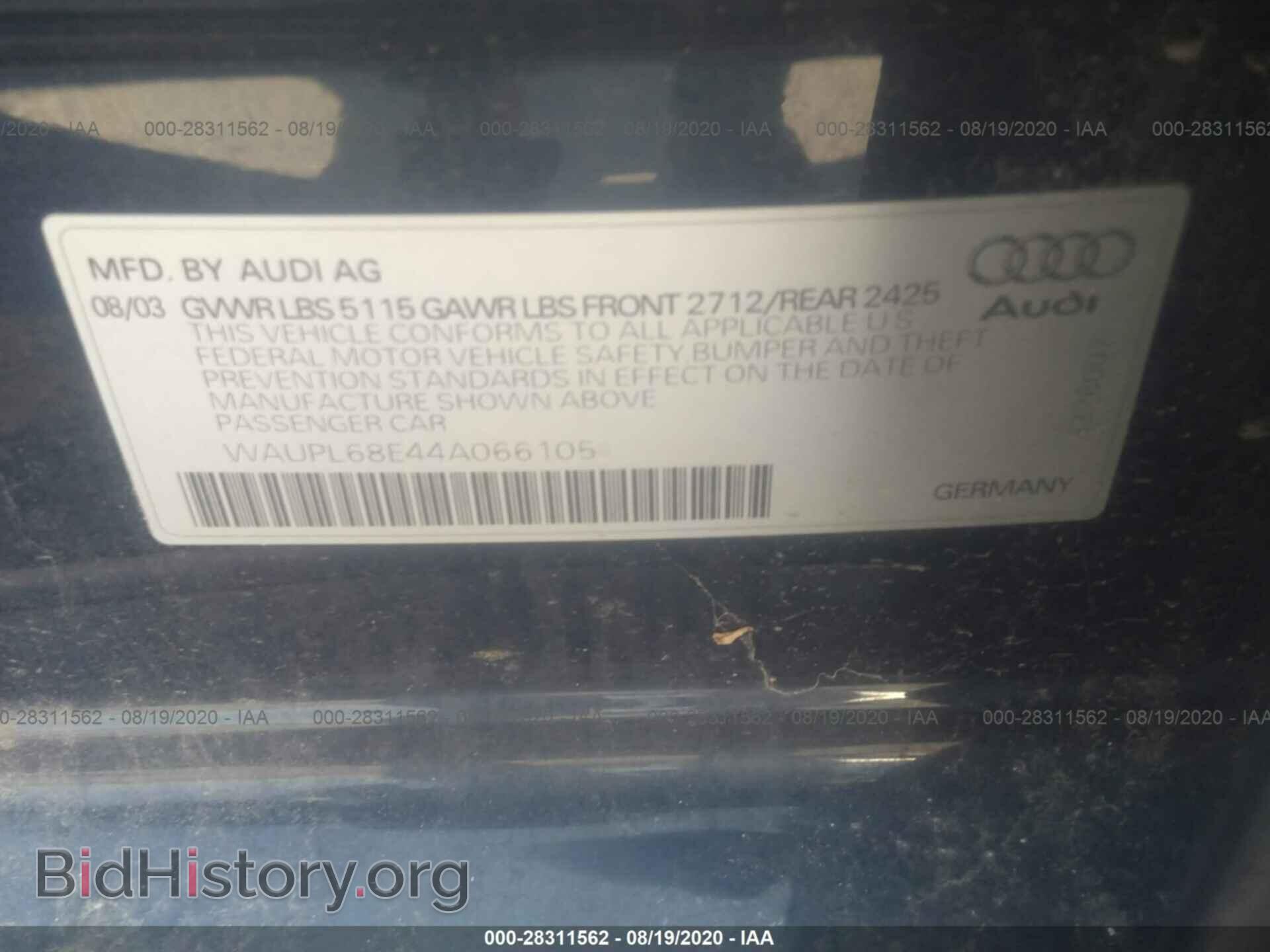 2004 AUDI S4 - VIN: WAUPL68E44A066105 - Фото 9