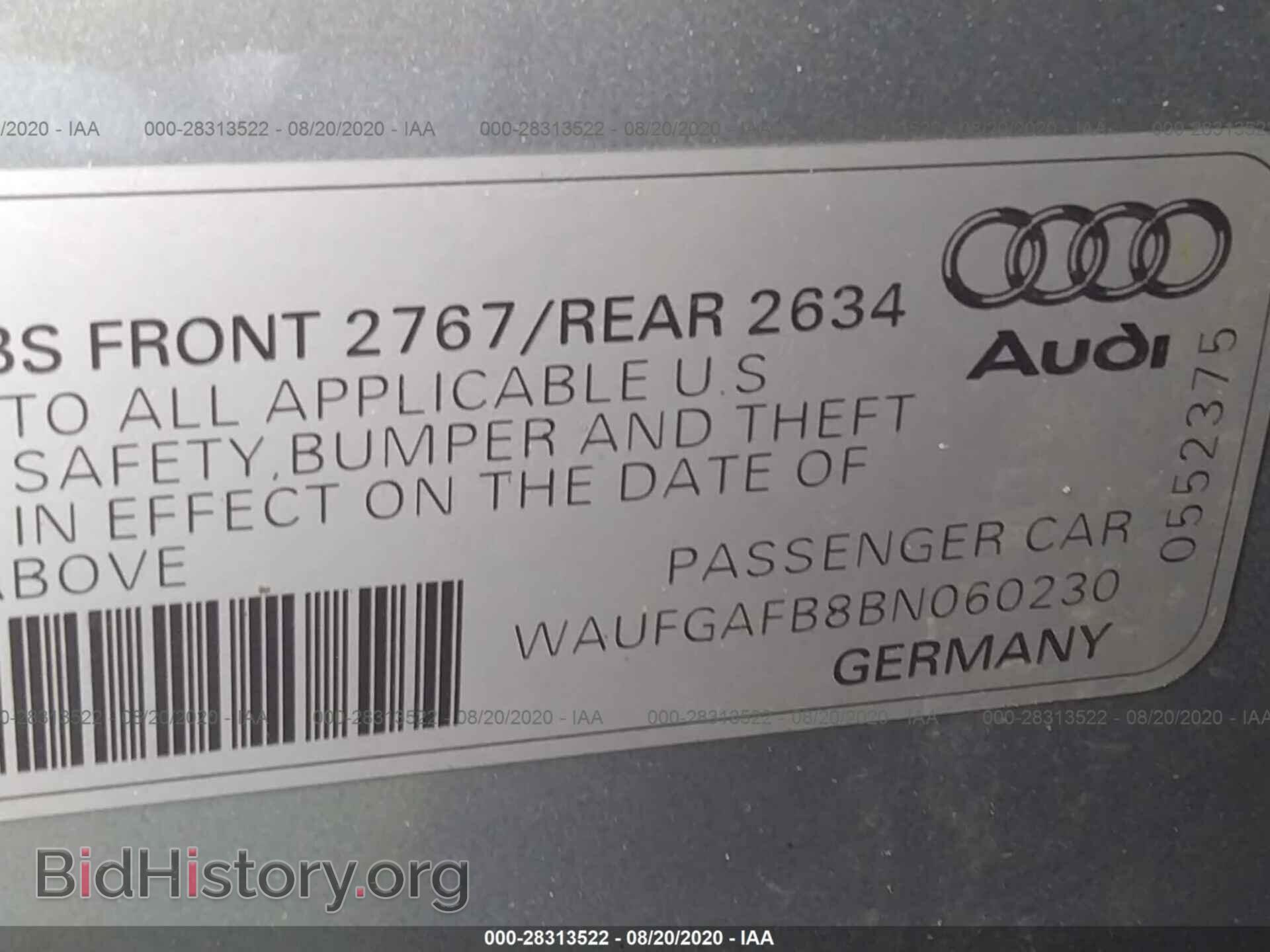 2011 AUDI A6 - VIN: WAUFGAFB8BN060230 - Фото 9