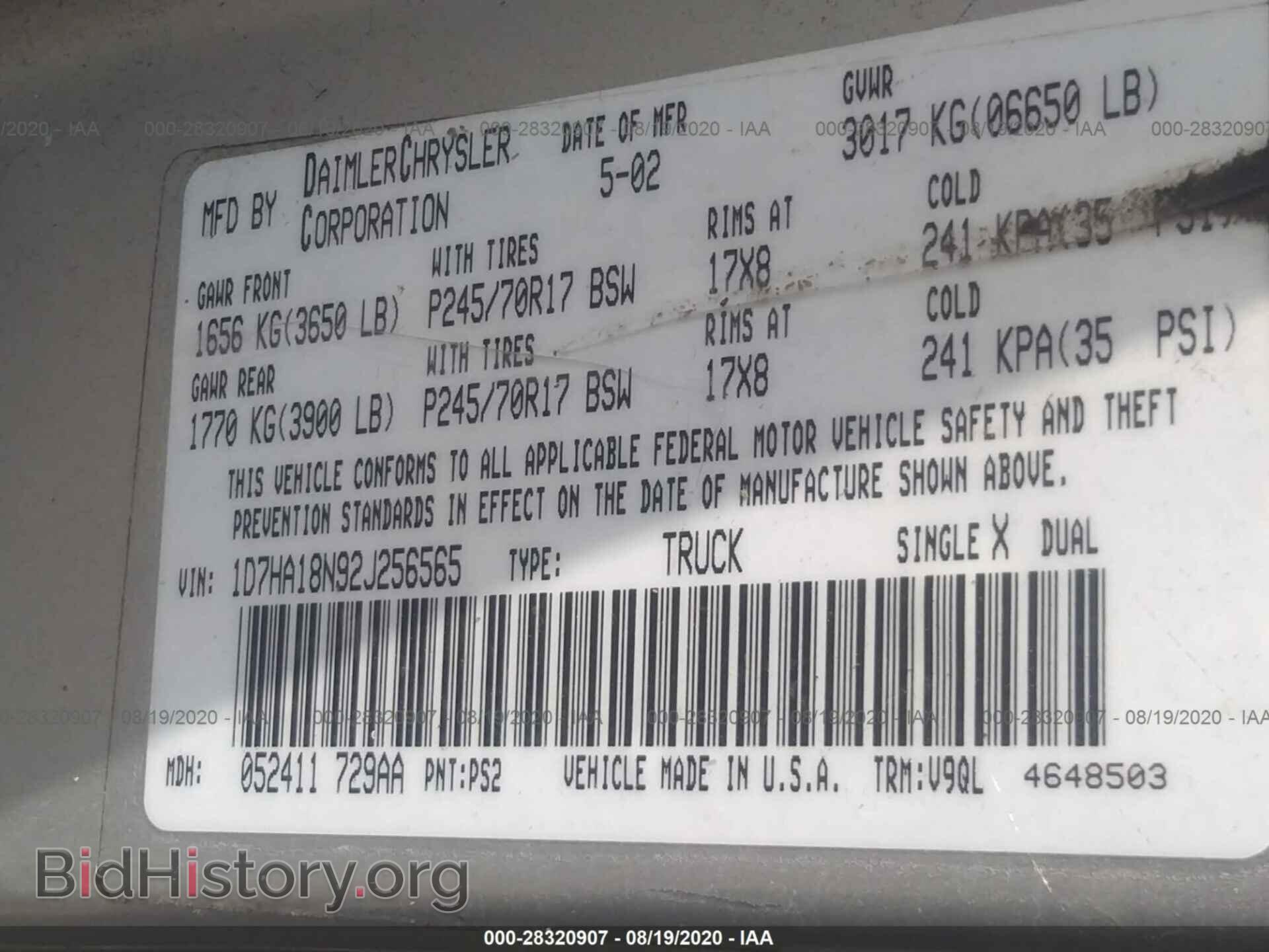 2002 DODGE RAM 1500 - VIN: 1D7HA18N92J256565 - Photo 9