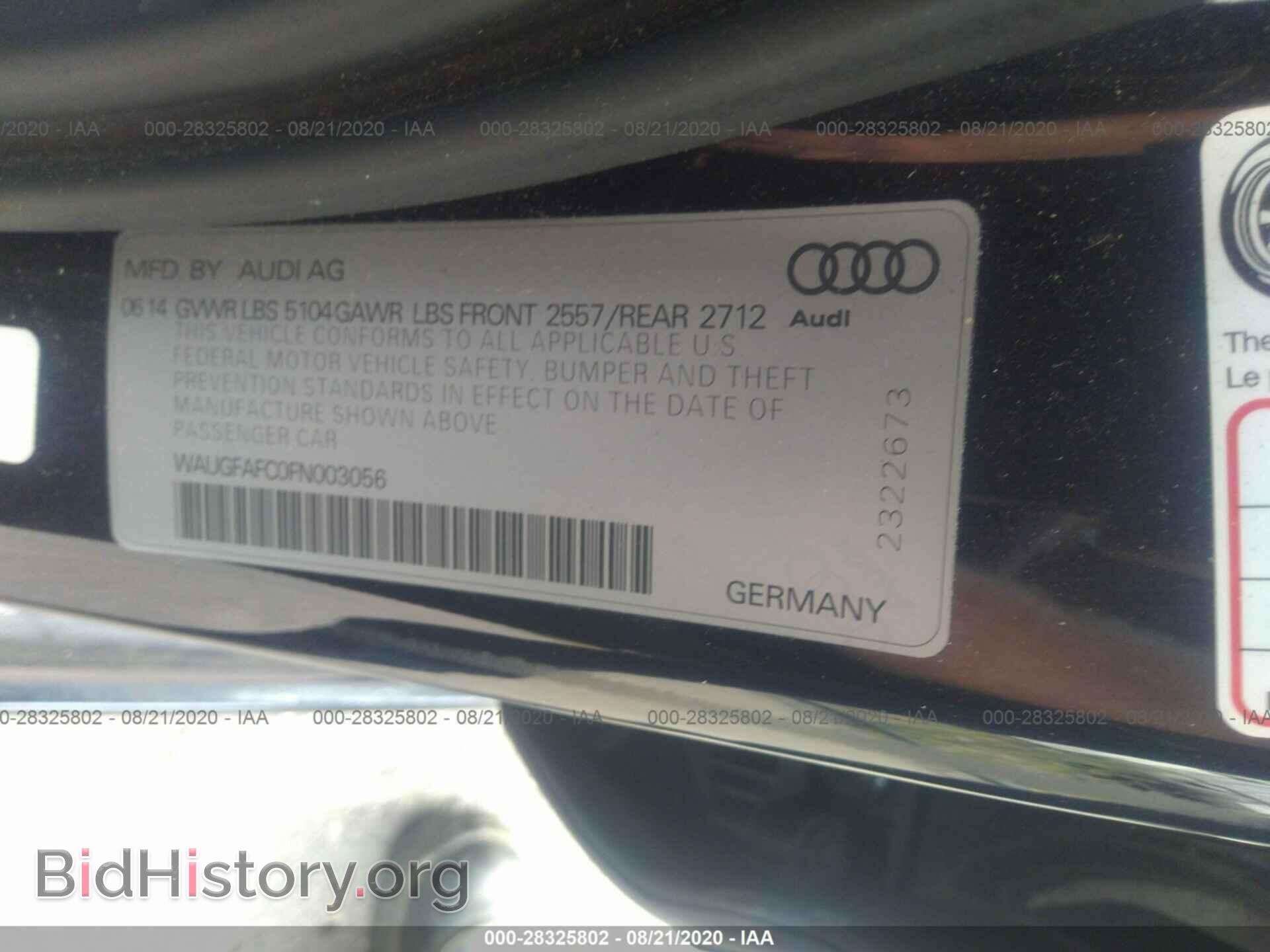 2015 AUDI A6 - VIN: WAUGFAFC0FN003056 - Фото 9