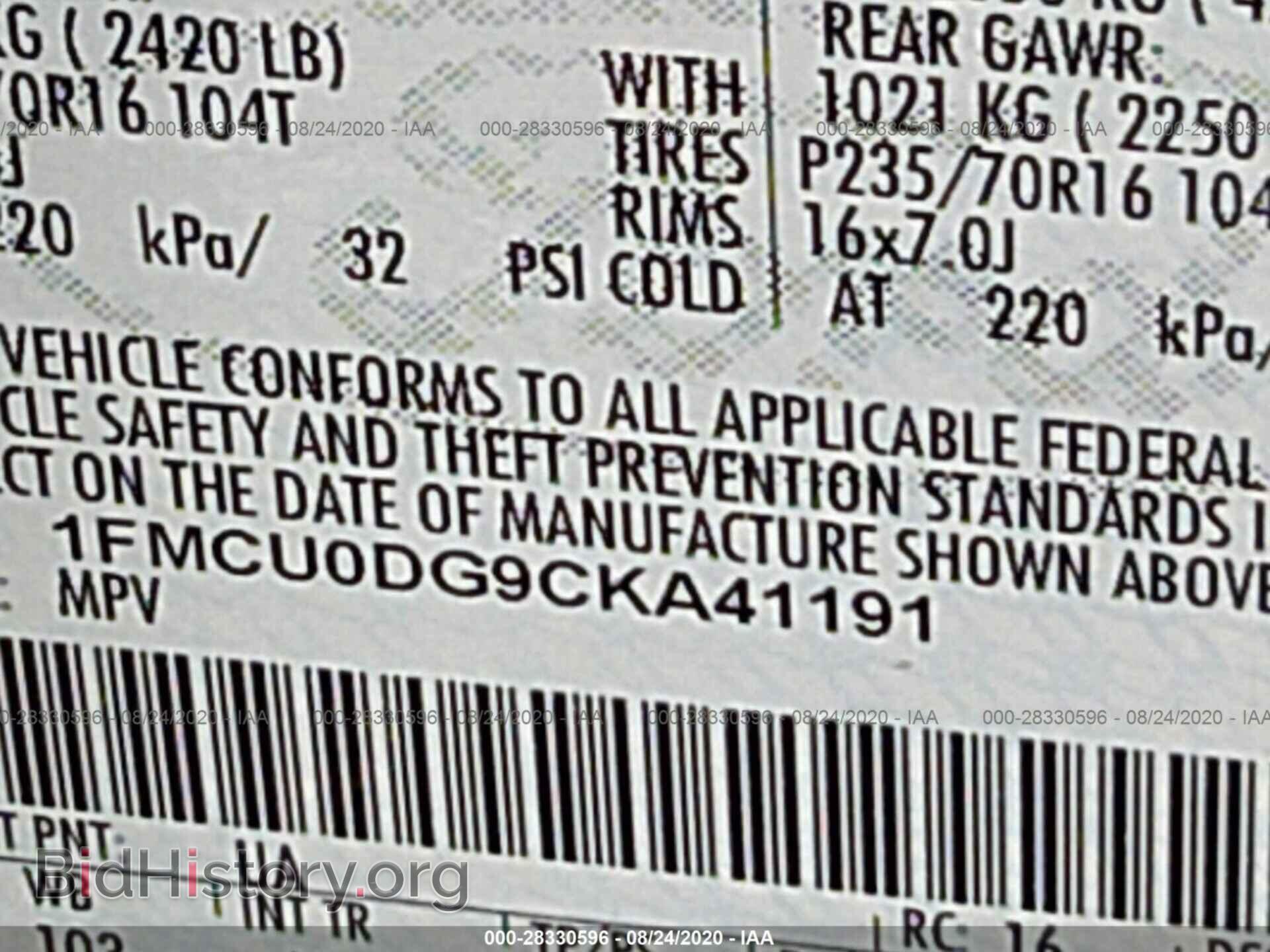 2012 FORD ESCAPE - VIN: 1FMCU0DG9CKA41191 - Фото 9