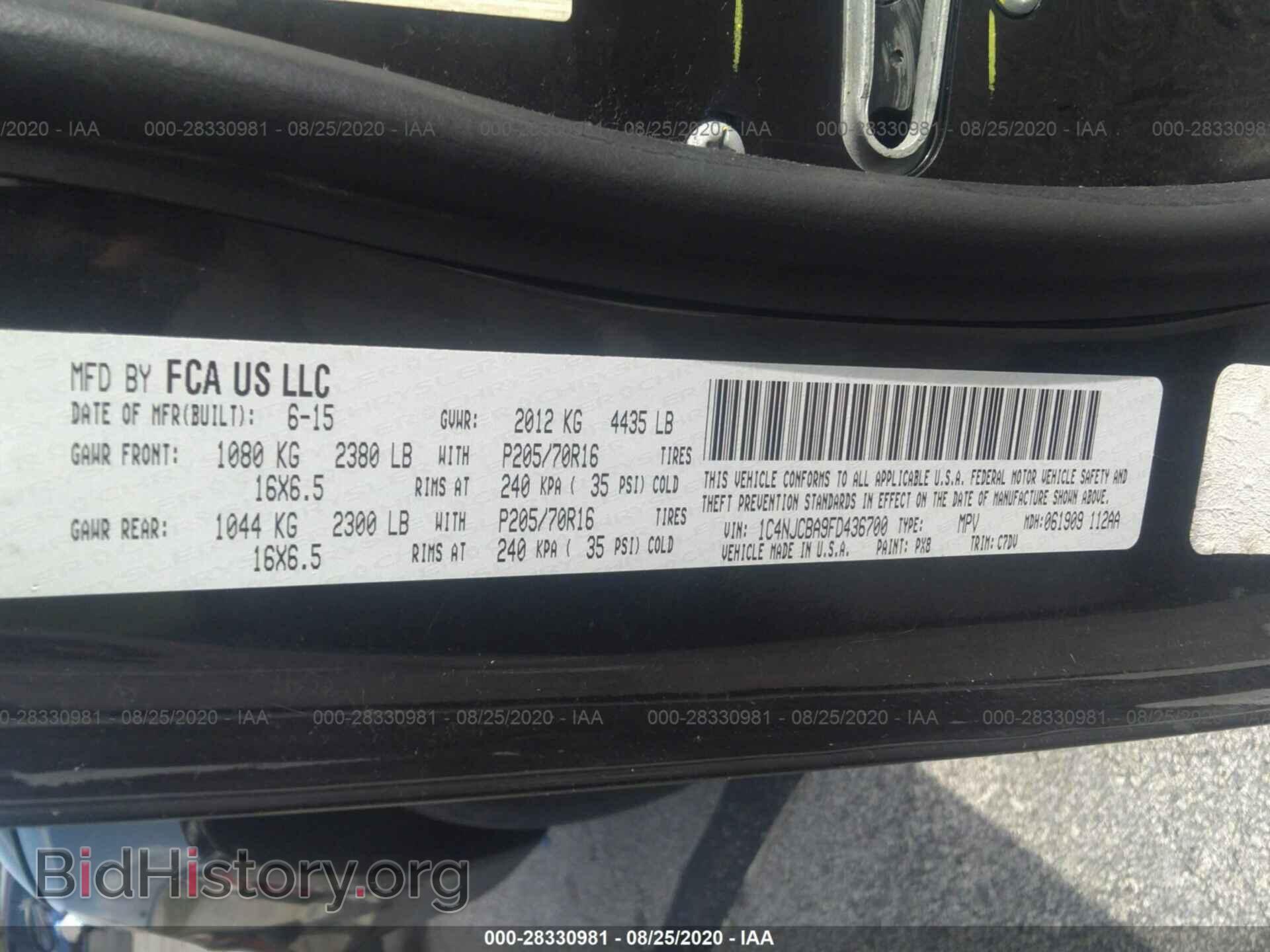 2015 JEEP COMPASS - VIN: 1C4NJCBA9FD436700 - Фото 9