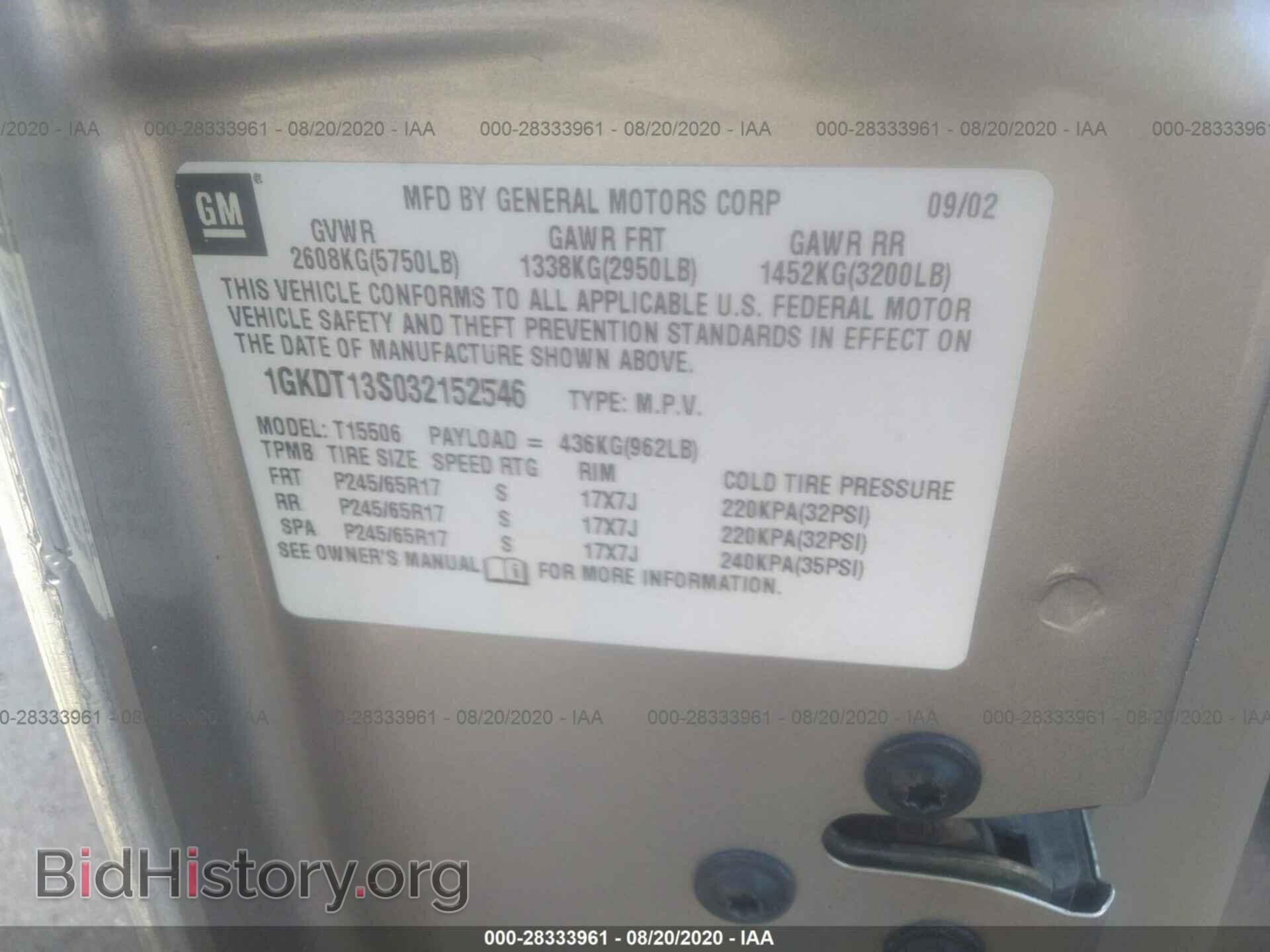 2003 GMC ENVOY - VIN: 1GKDT13S032152546 - Photo 9
