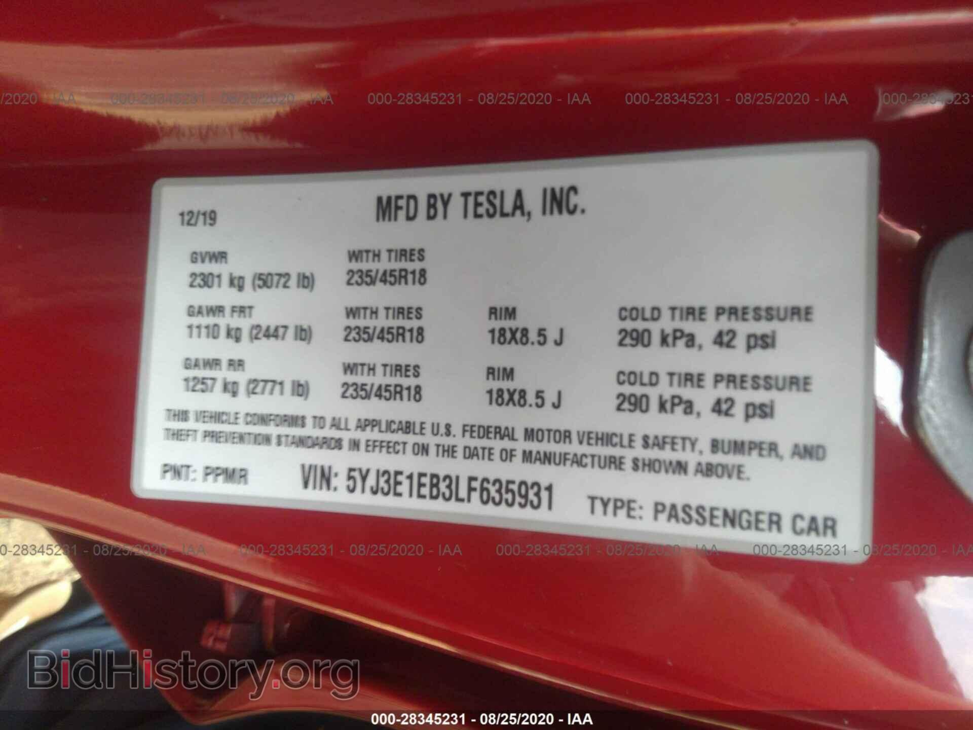 2020 TESLA MODEL 3 - VIN: 5YJ3E1EB3LF635931 - Photo 9